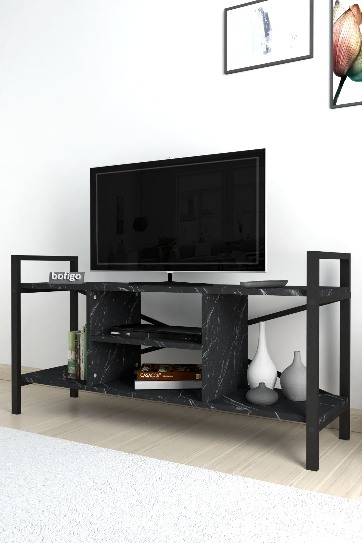 Bofigo TV Stand Shelf TV Unit Television Table Bendir