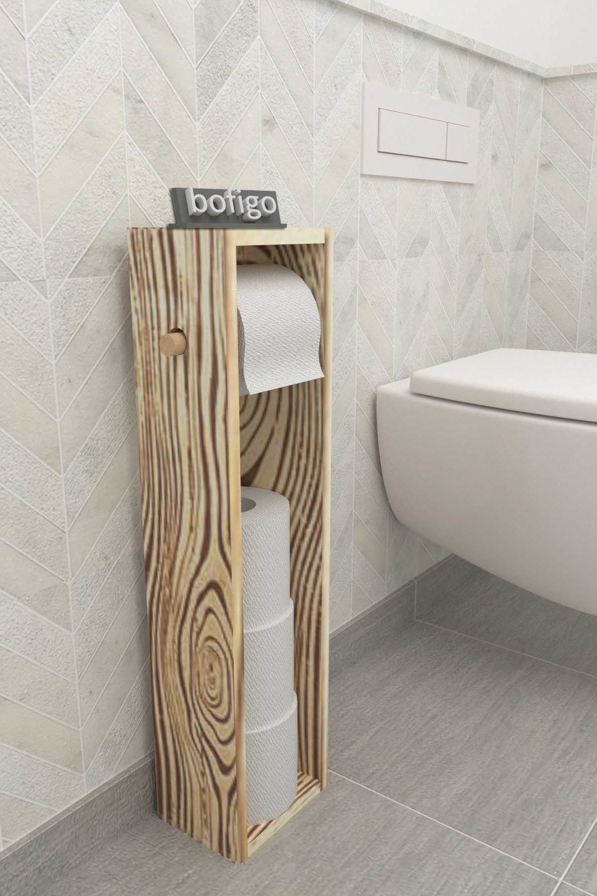 Bofigo Toilet Paper Holder WC Paper Holder Wooden Toilet Paper Holder