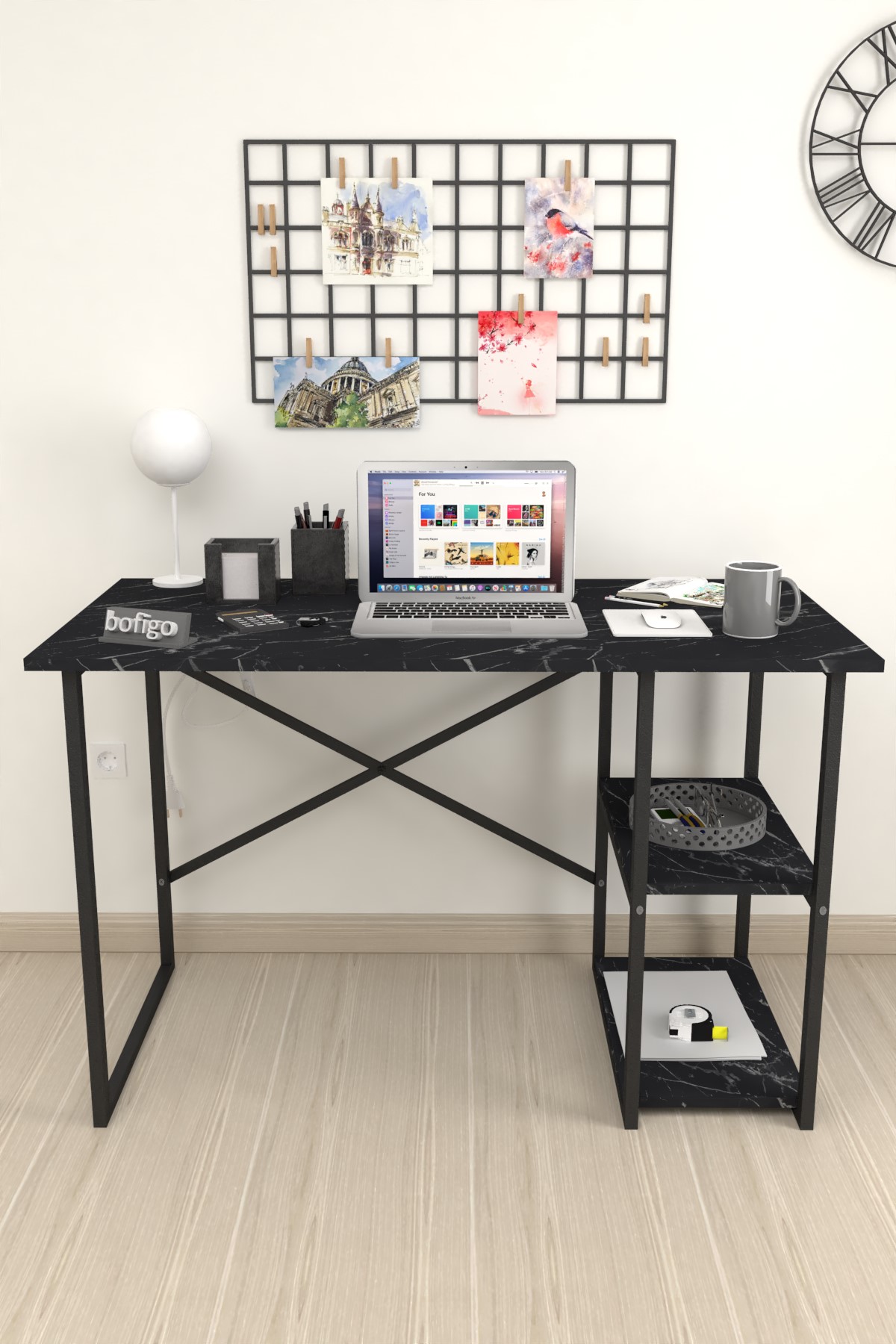 20-02-03 60x120 Cm 2 Shelves Metal Study Desk BENDIR