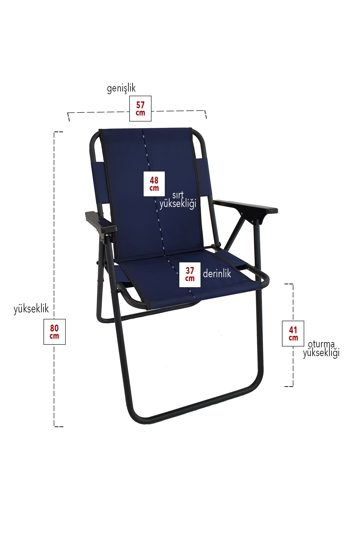 Bofigo 4 Adet Kamp Sandalyesi Katlanır Sandalye Piknik Sandalyesi Plaj Sandalyesi Lacivert