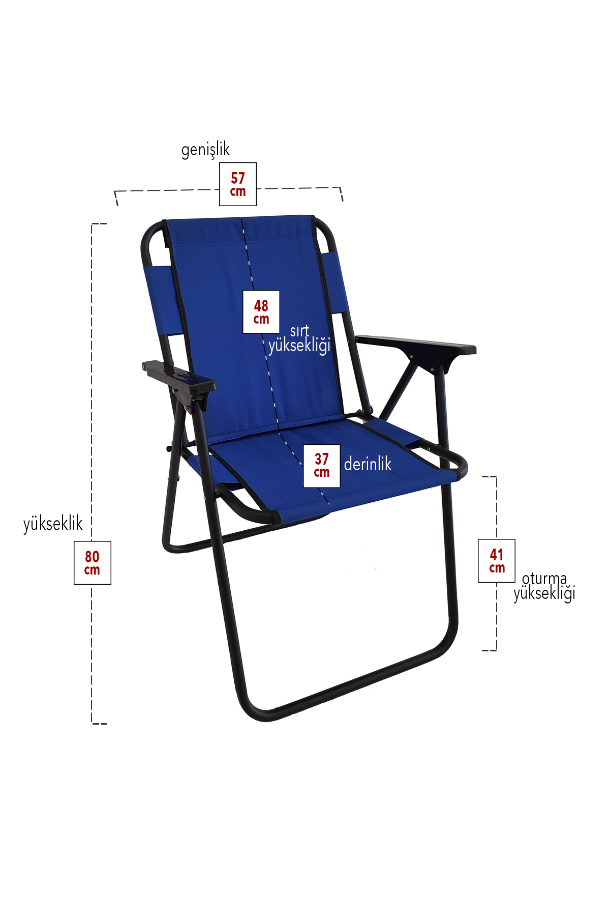 Bofigo 4 Adet Kamp Sandalyesi Katlanır Sandalye Piknik Sandalyesi Plaj Sandalyesi Mavi