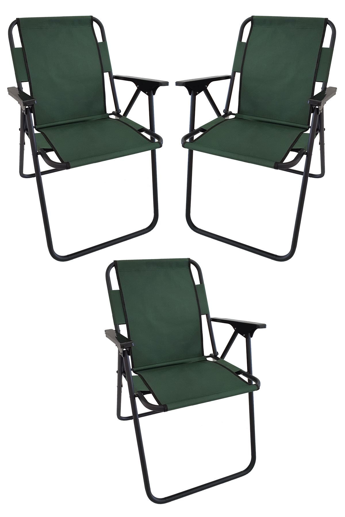 Bofigo 3 Adet Kamp Sandalyesi Katlanır Sandalye Piknik Sandalyesi Plaj Sandalyesi Yeşil