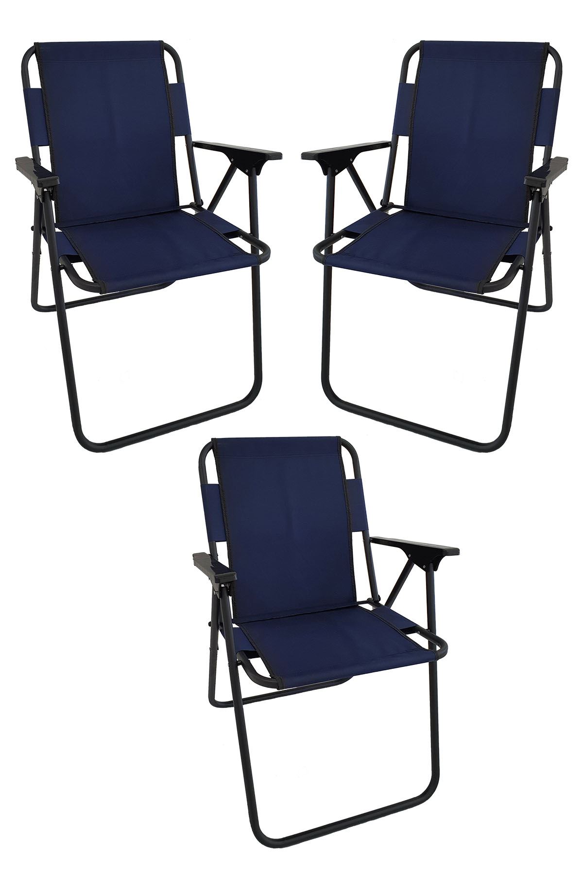 Bofigo 3 Pcs Camping Chair Folding Chair Picnic Chair Beach Chair Navy Blue