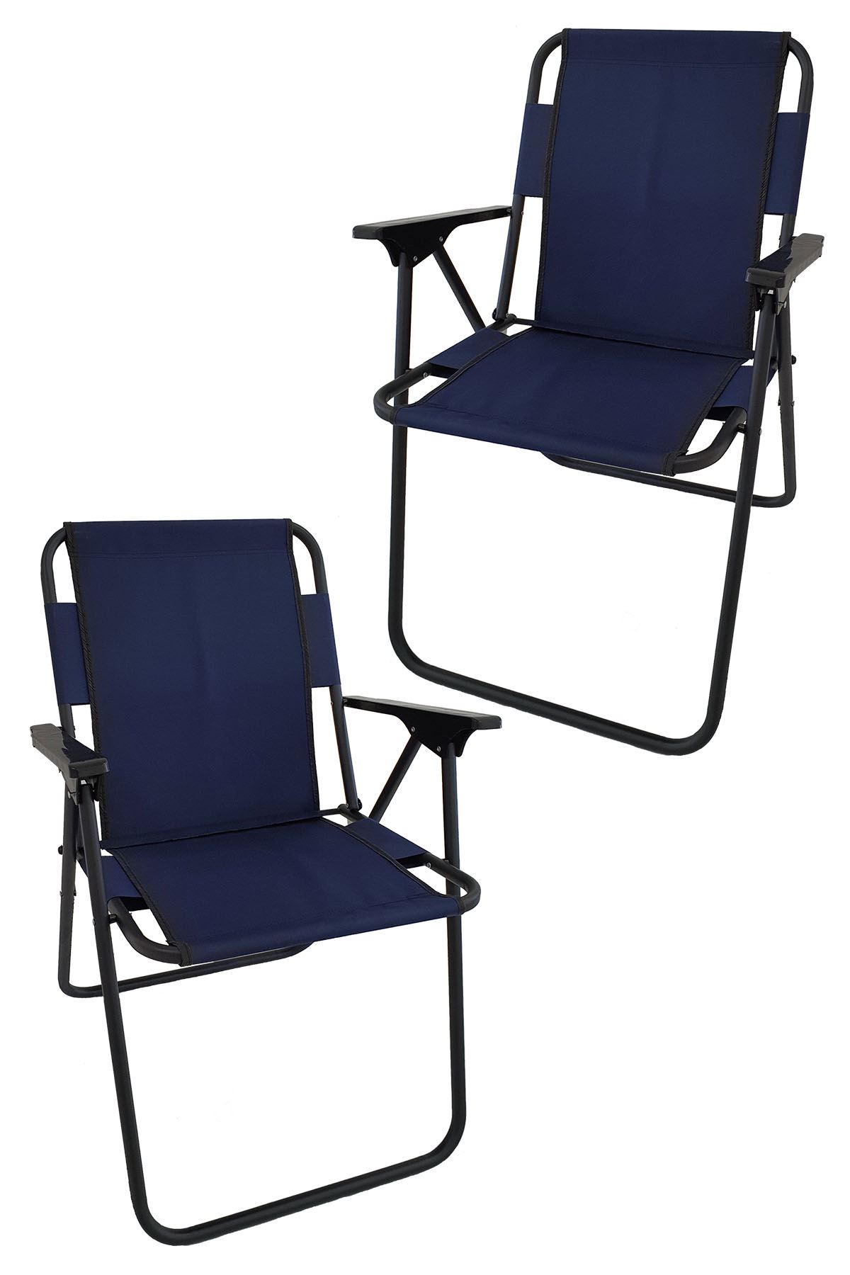 Bofigo 2 Pcs Camping Chair Folding Chair Picnic Chair Beach Chair Navy Blue