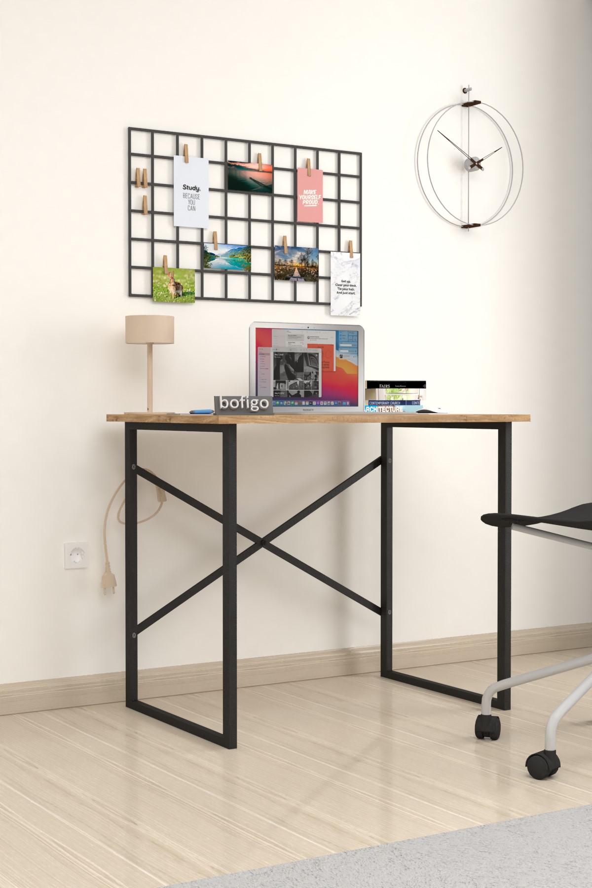 Bofigo 60x90 cm Çalışma Masası Bilgisayar Masası Ofis Ders Yemek Masası Hugo Çam