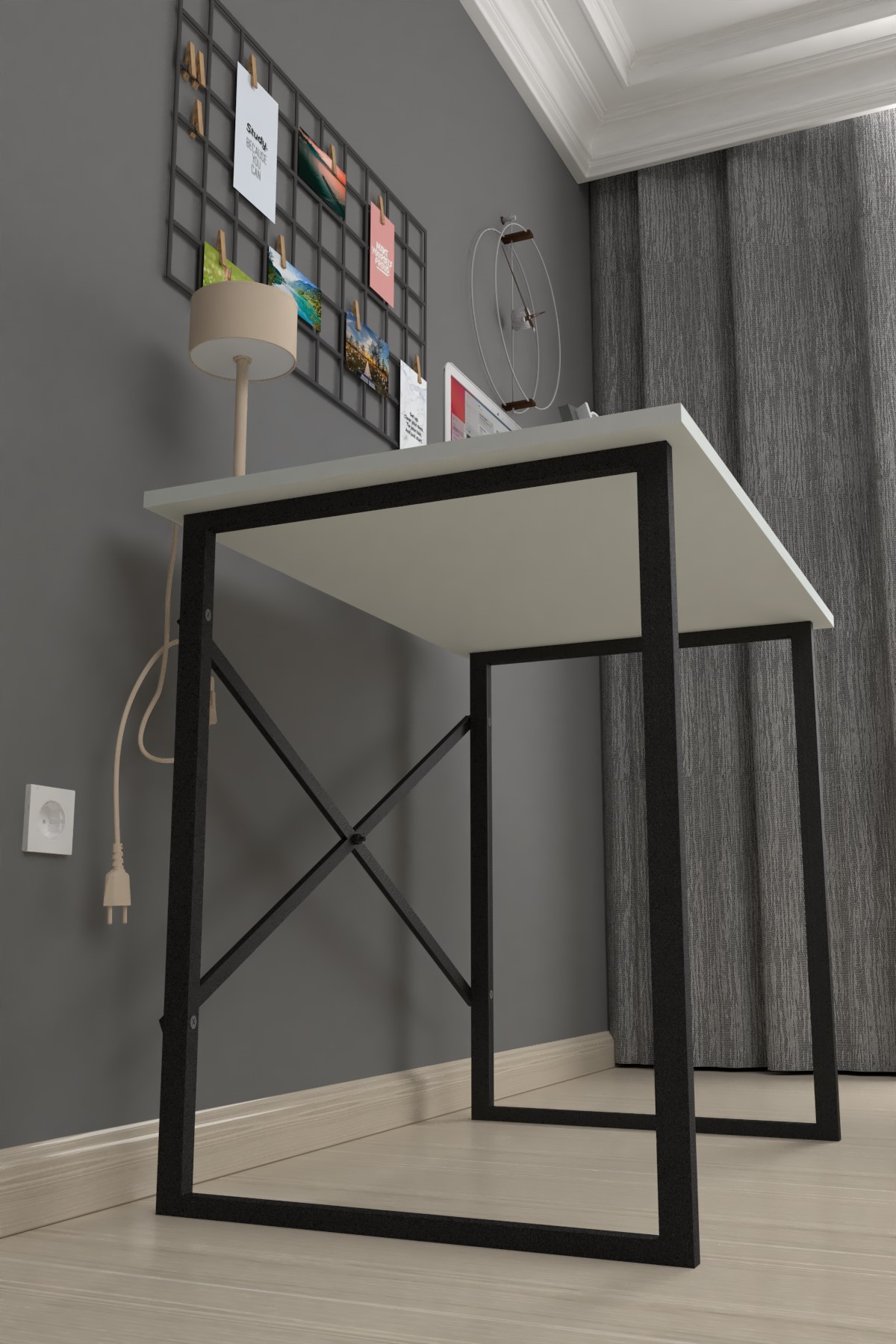 20-01-01 60x90 Cm Metal Study Desk WHITE