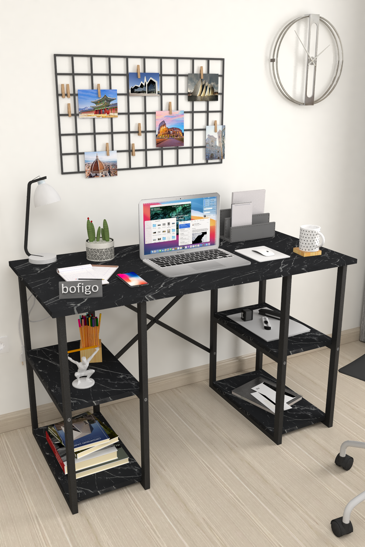 Bofigo 4 Shelf Study Desk 60x120 cm  Bendir