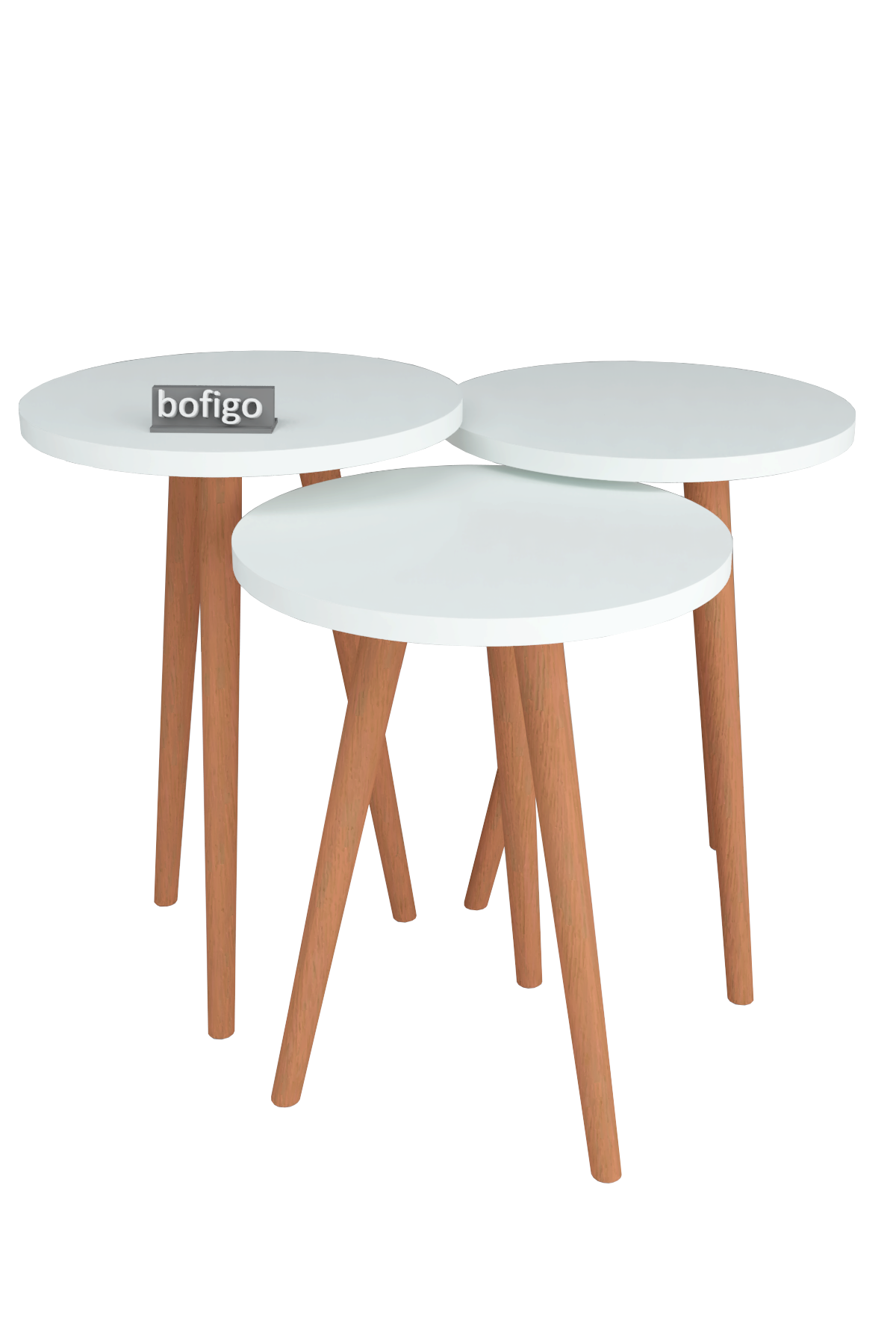 Bofigo Wooden Leg Nesting Table White