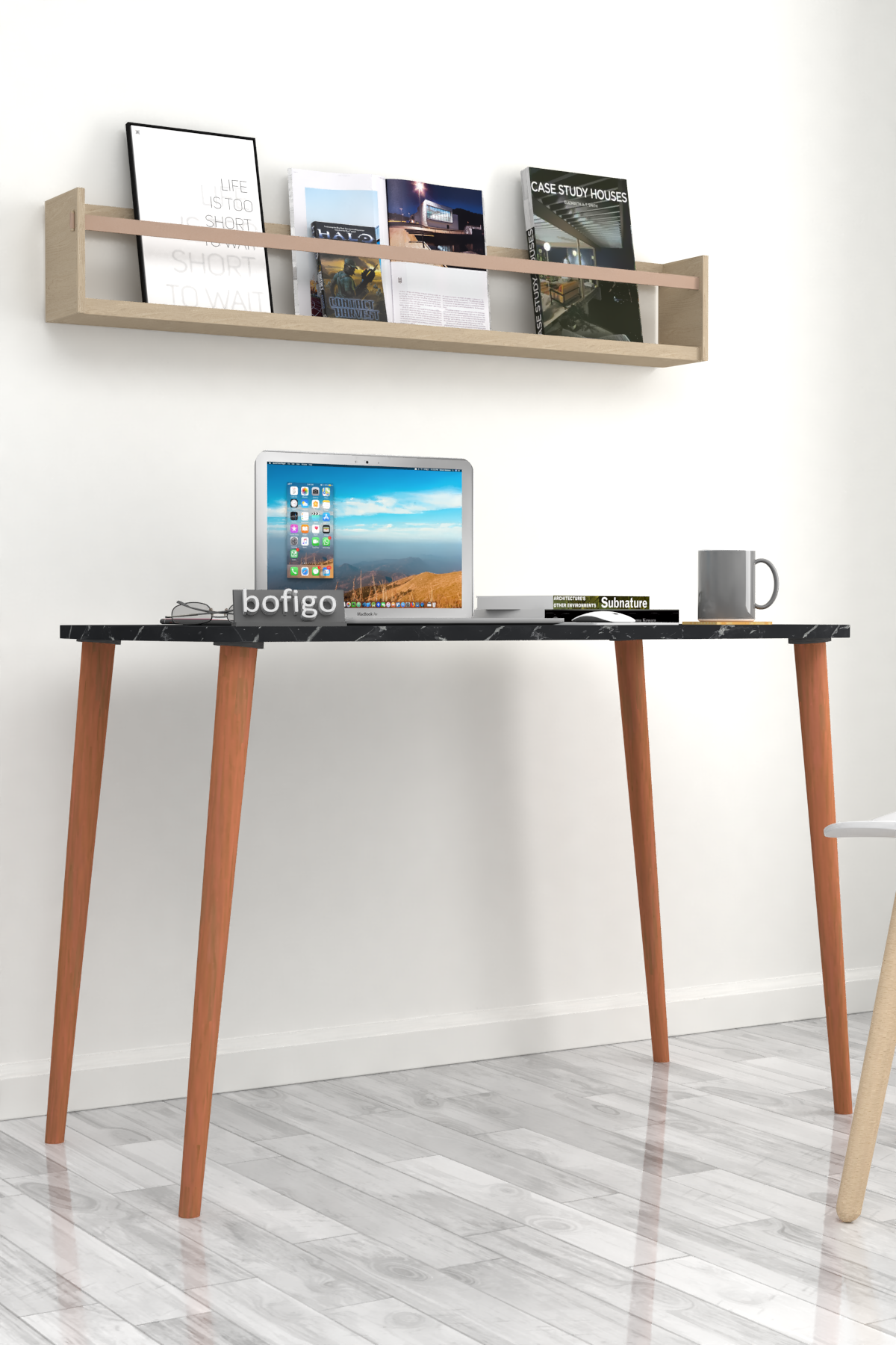 Bofigo Desk 60x105 Cm Bendir (Wooden Leg)