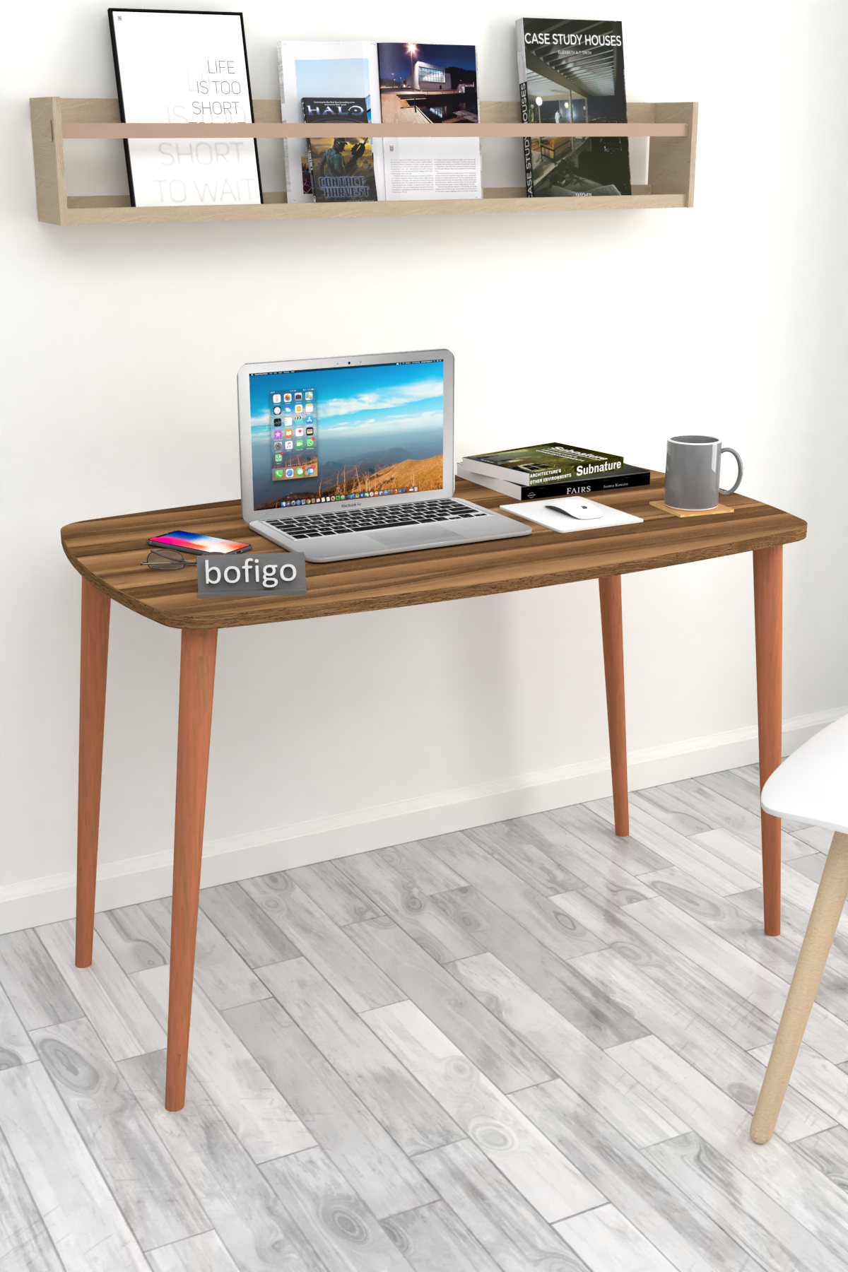 Bofigo Desk 60x105 Cm Walnut (Wooden Leg)