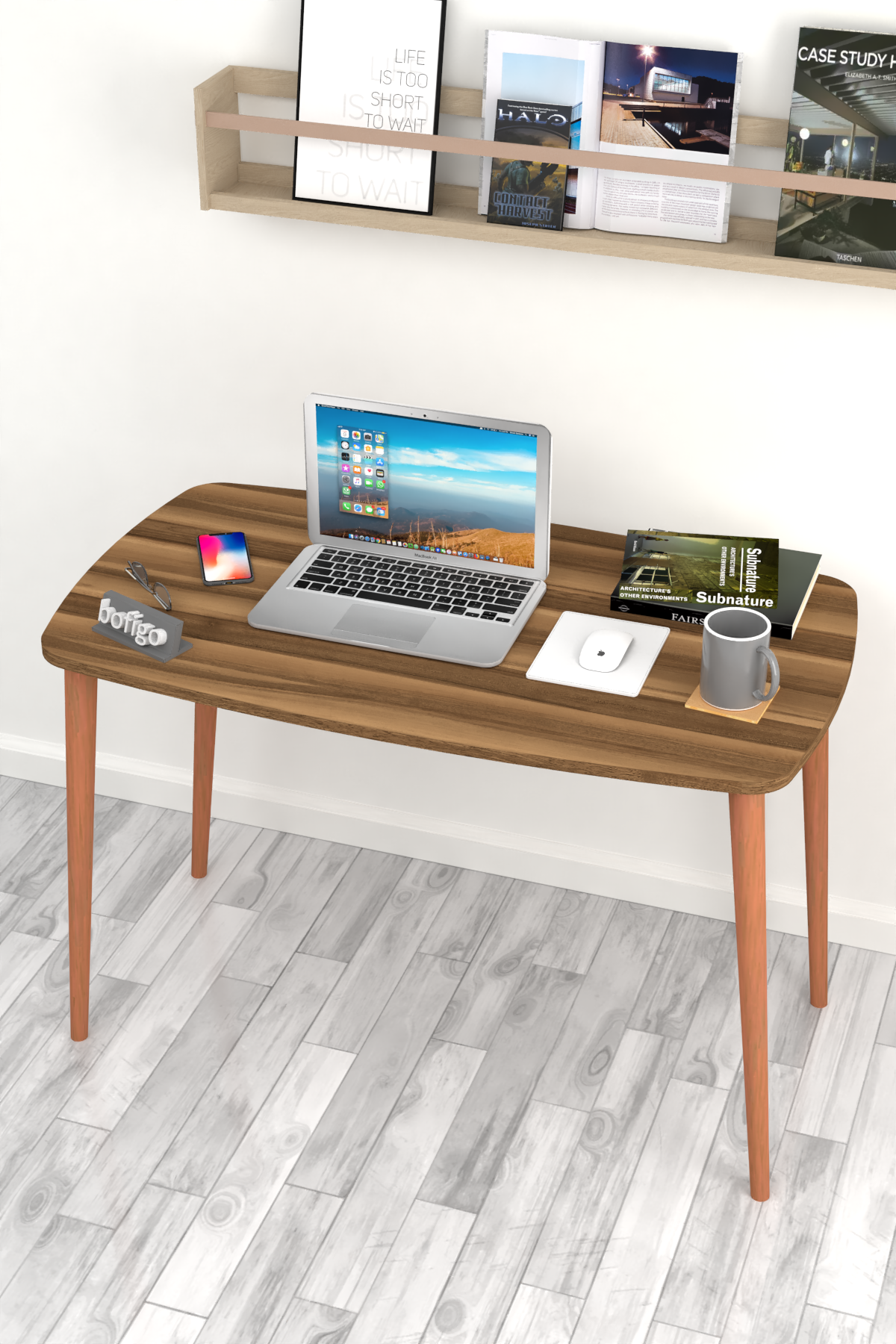 Bofigo Desk 60x105 Cm Walnut (Wooden Leg)