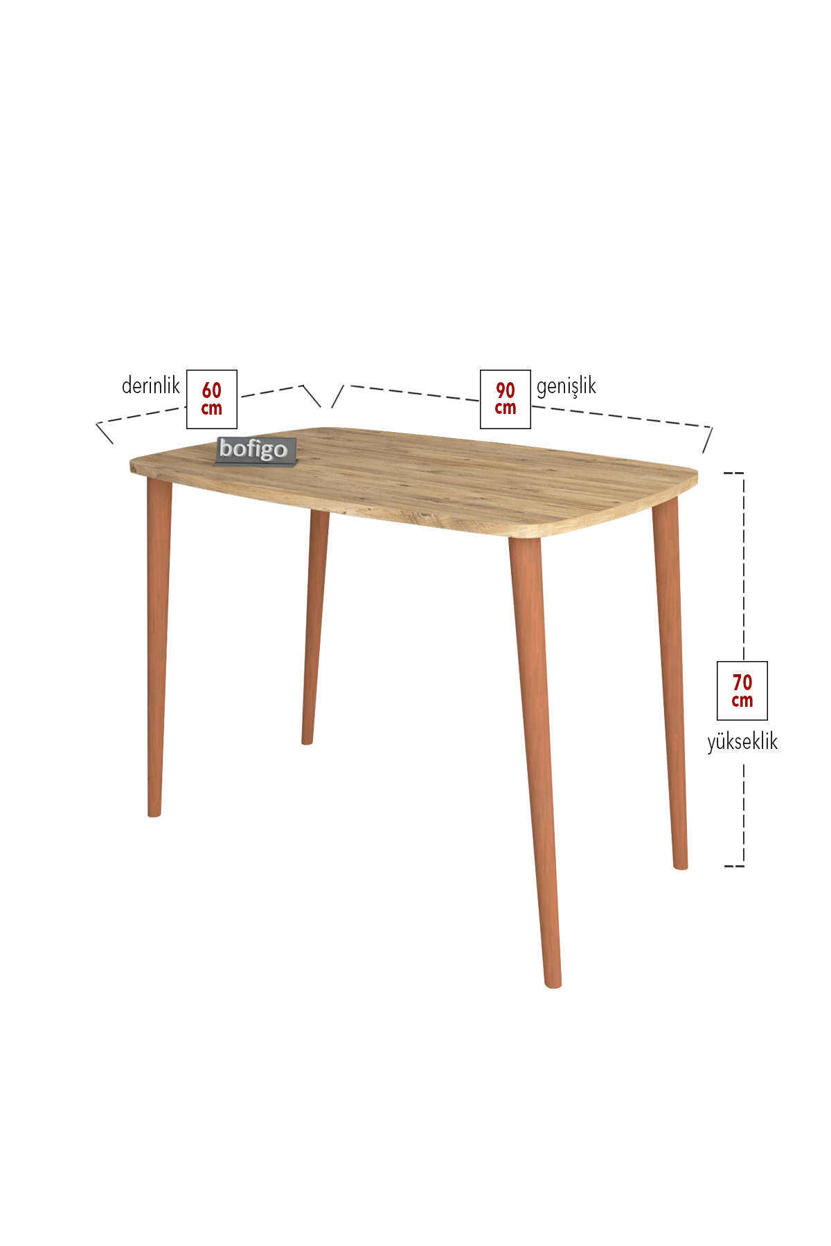 Bofigo Desk 60x90 Cm Pine (Wooden Leg)