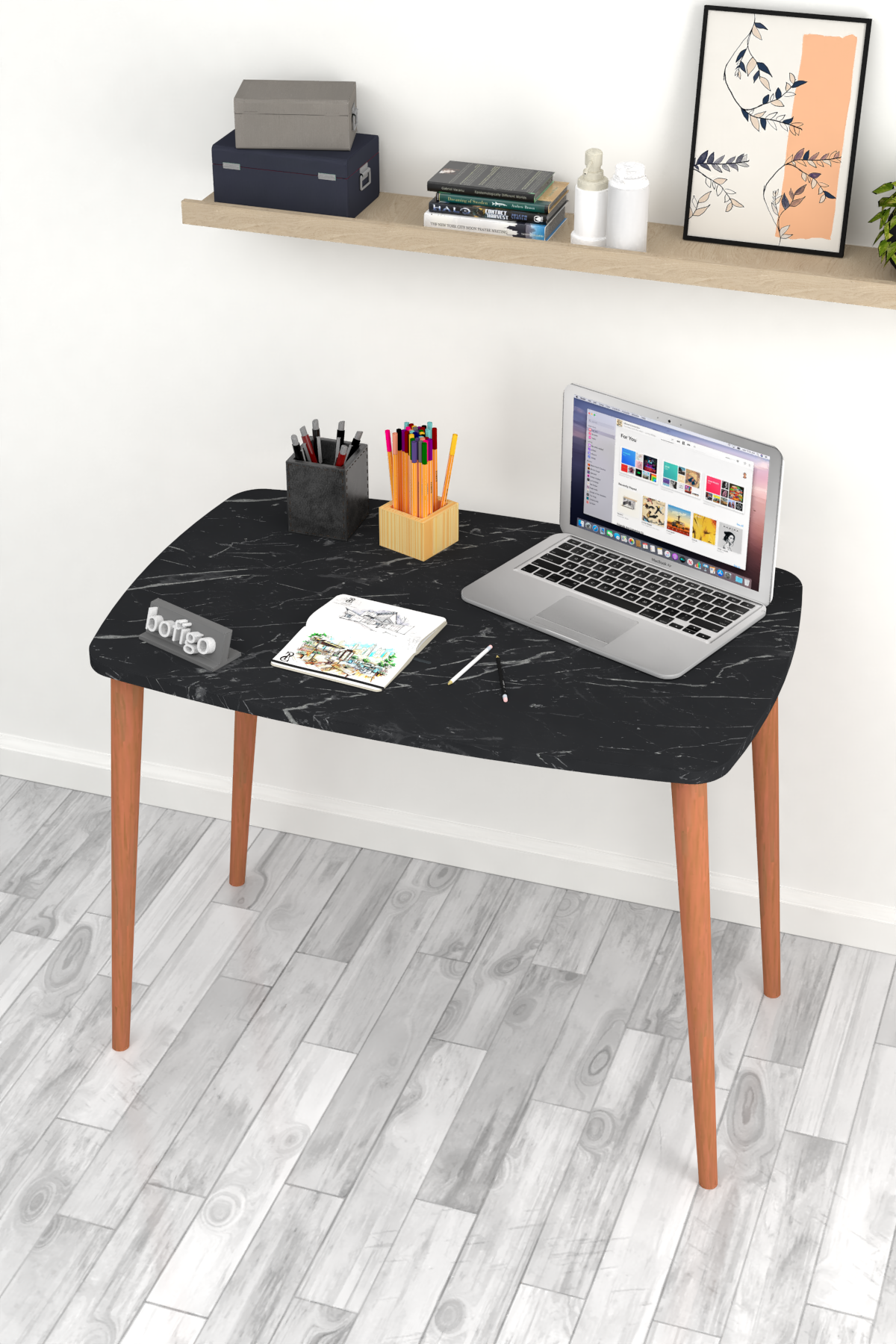 Bofigo Desk 60x90 Cm Bendir (Wooden Leg)