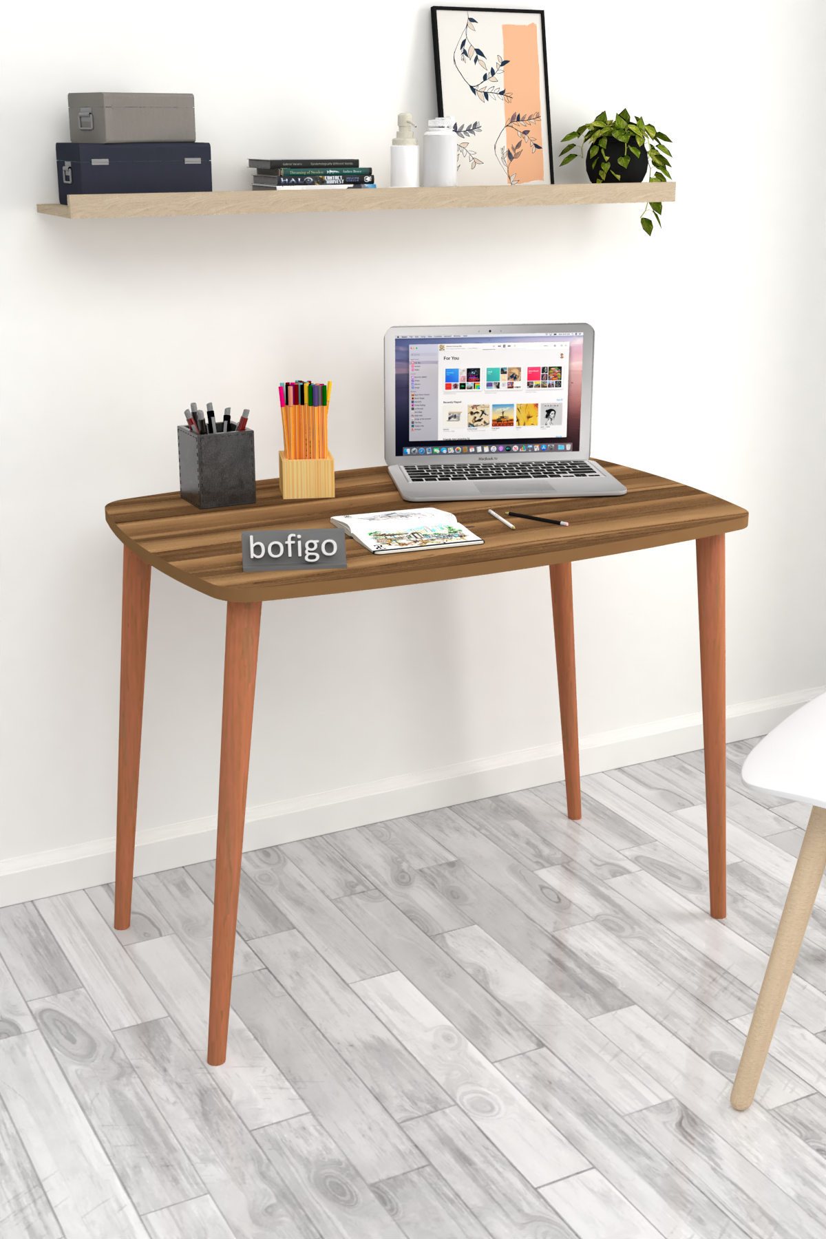 Bofigo Desk 60x90 Cm Walnut (Wooden Leg)