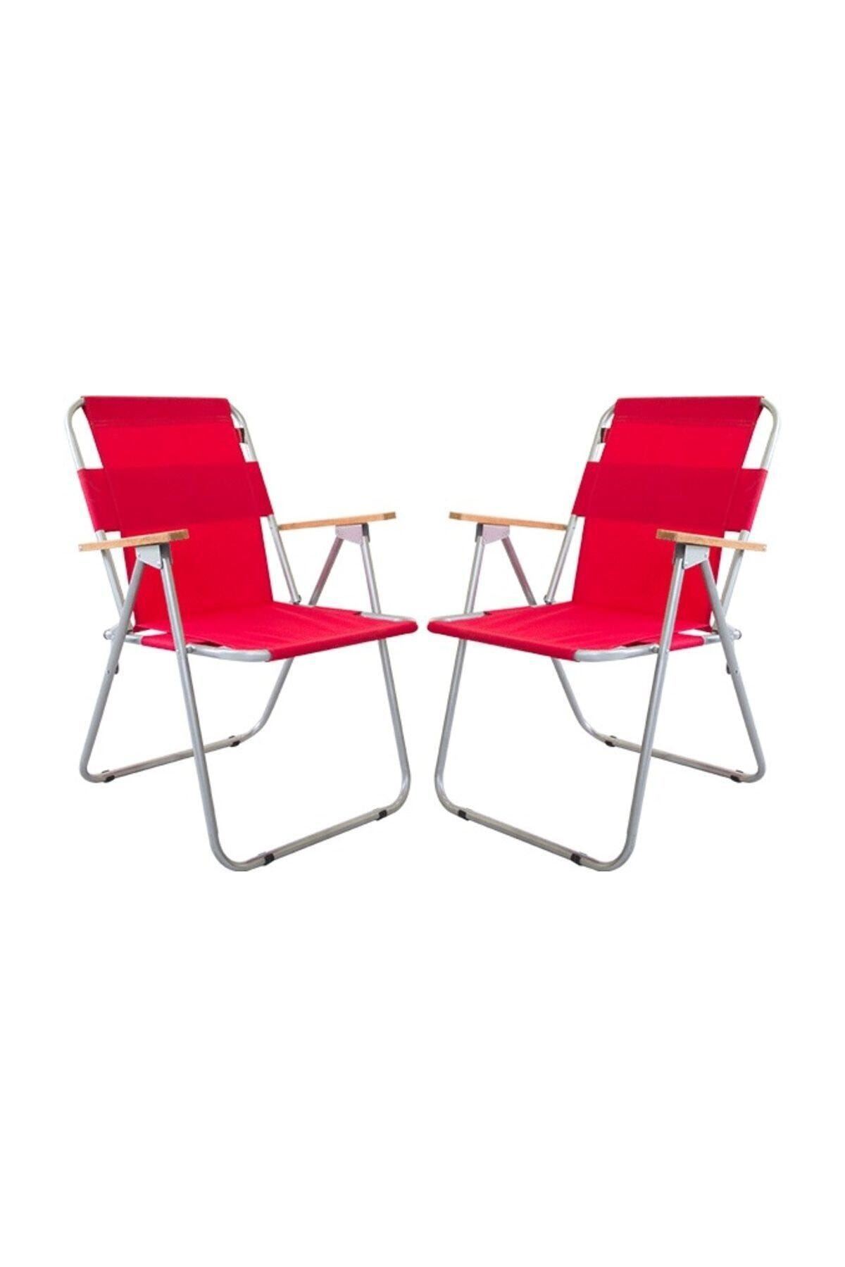 Bofigo 2 Adet Katlanır Sandalye Kamp Sandalyesi Balkon Sandalyesi Katlanabilir Piknik ve Bahçe Sandalyesi Kırmızı