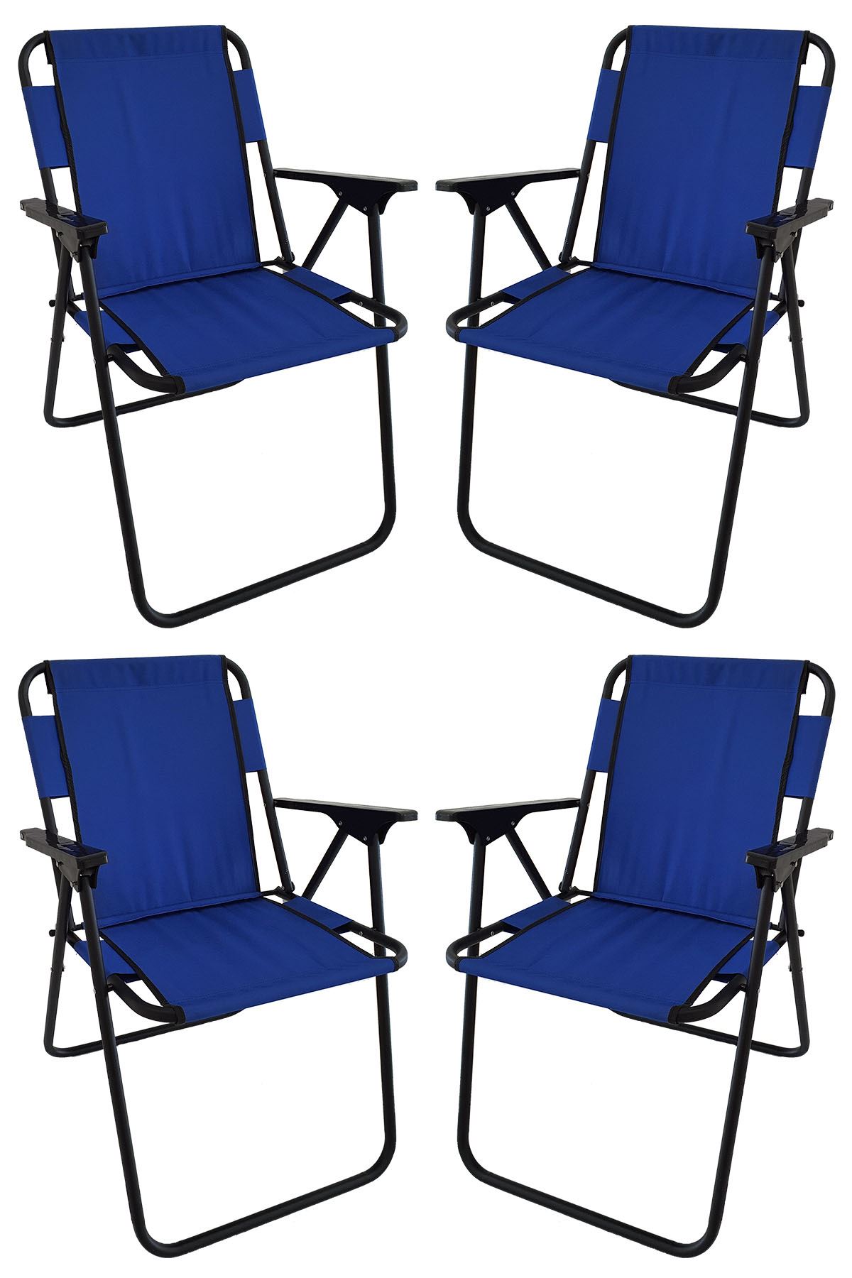 Bofigo 60X80 Pine Patterned Folding Table + 4 Pieces Folding Chair Camping Set Garden Set Blue