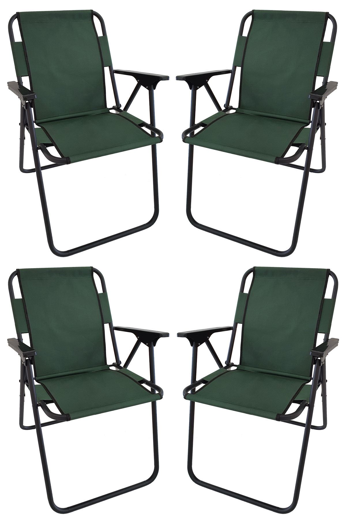 Bofigo 60X80 Çam Desenli Katlanır Masa + 4 Adet Katlanır Sandalye Kamp Seti Bahçe Takımı Yeşil