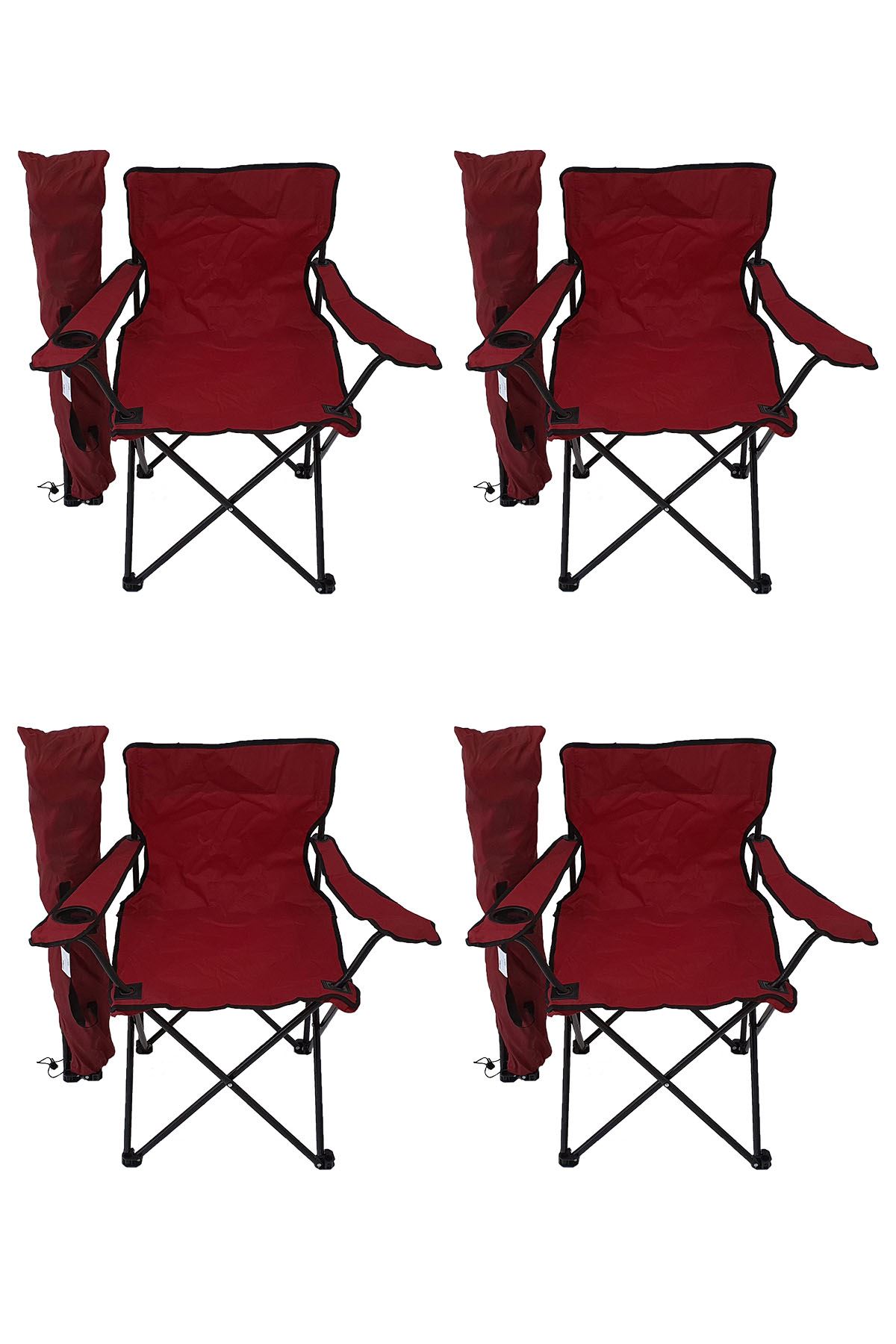 Bofigo 4 Pcs Camping Chair Picnic Chair Folding Chair Camping Chair with Carrying Bag Red