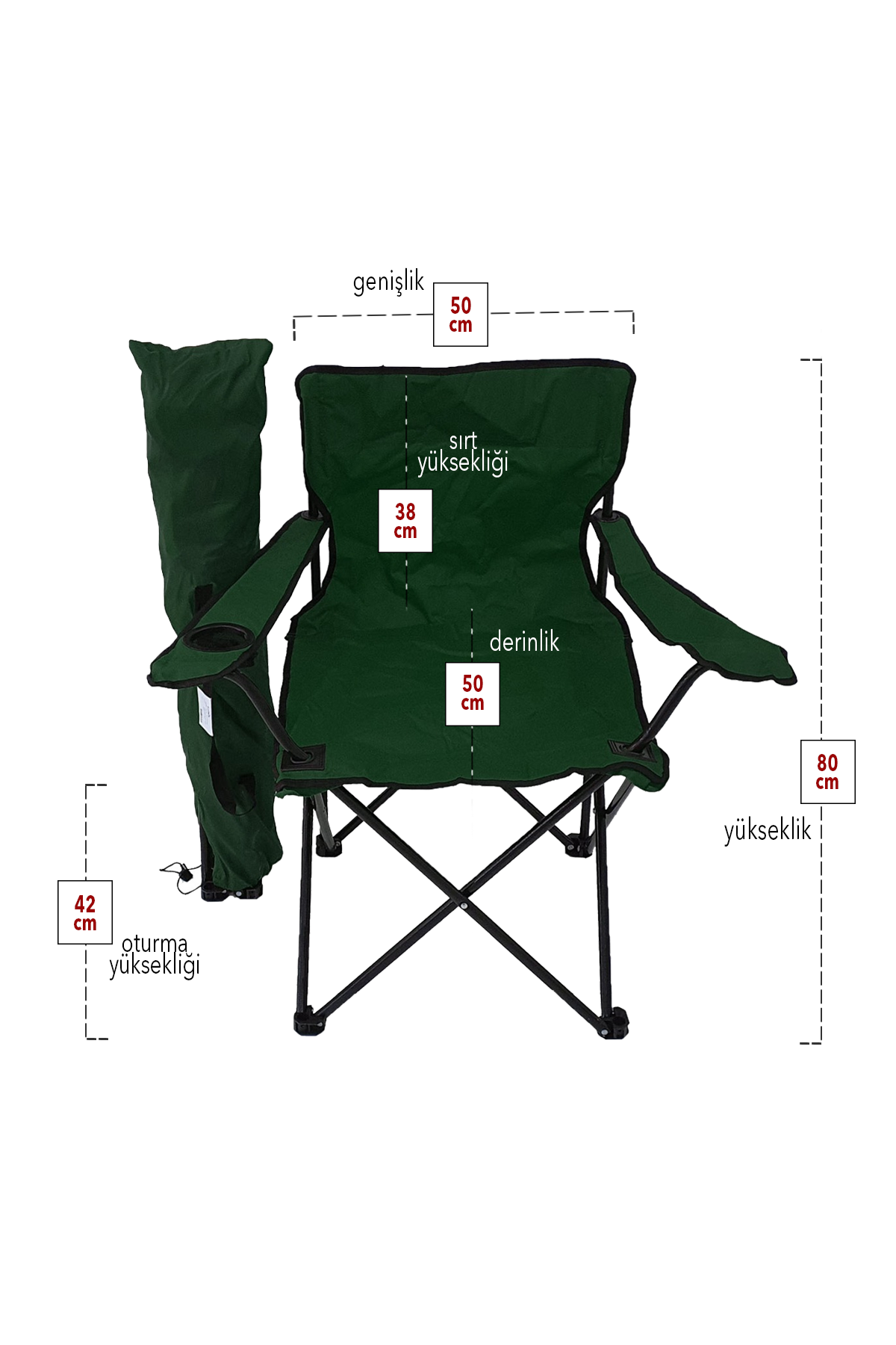 Bofigo 3'lü Kamp Sandalyesi Piknik Sandalyesi Katlanır Sandalye Taşıma Çantalı Kamp Sandalyesi Yeşil