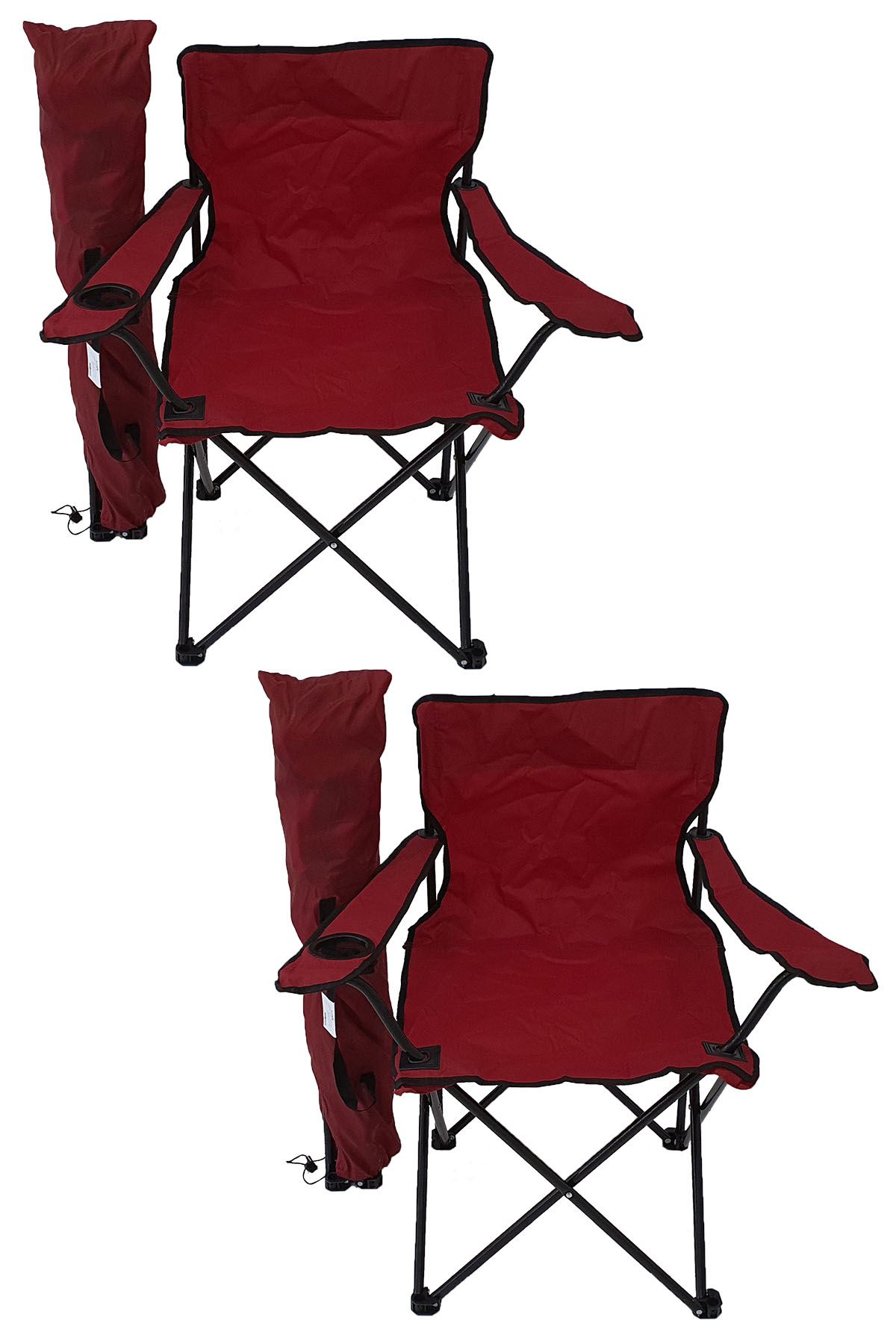 Bofigo 2 Pcs Camping Chair Picnic Chair Folding Chair Camping Chair with Carrying Bag Red