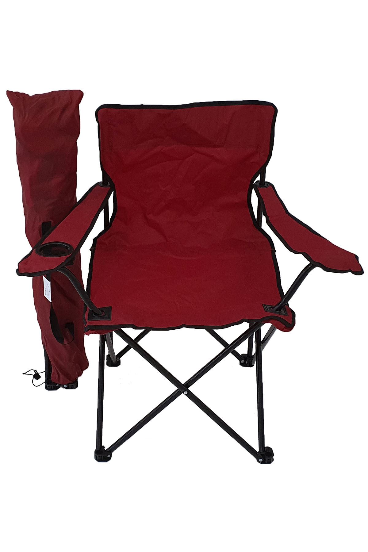 Bofigo Kamp Sandalyesi Piknik Sandalyesi Katlanır Sandalye Taşıma Çantalı Kamp Sandalyesi Kırmızı