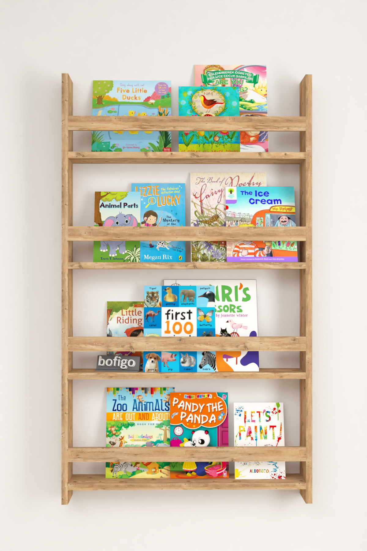 Bofigo 4 Shelves 120 x 70 Cm Montessori Bookshelf Educational Children's Bookcase Pine