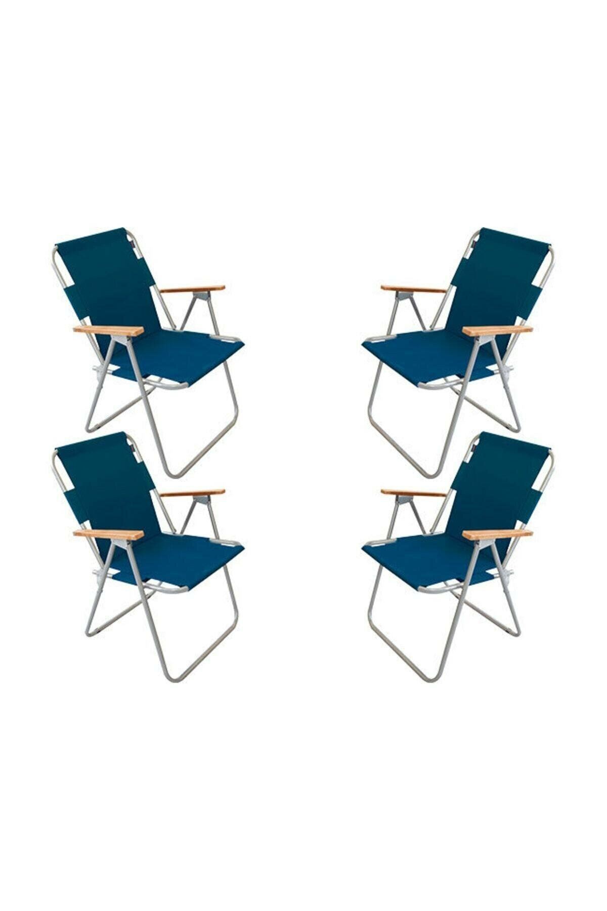 Bofigo 60x80 Çam Katlanır Masa + 4 Adet Katlanır Sandalye Kamp Seti Bahçe Balkon Takımı Mavi