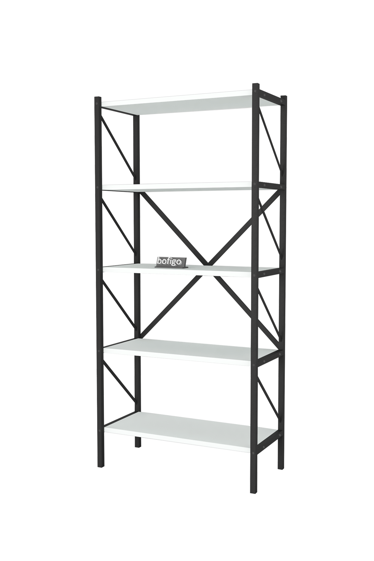 Bofigo Decorative 5 Shelf Bookcase Metal Bookcase White