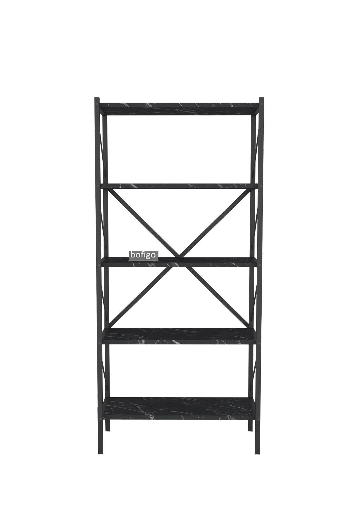 Bofigo Dekoratif 5 Raflı Kitaplık Metal Kitaplık Agora Bendir