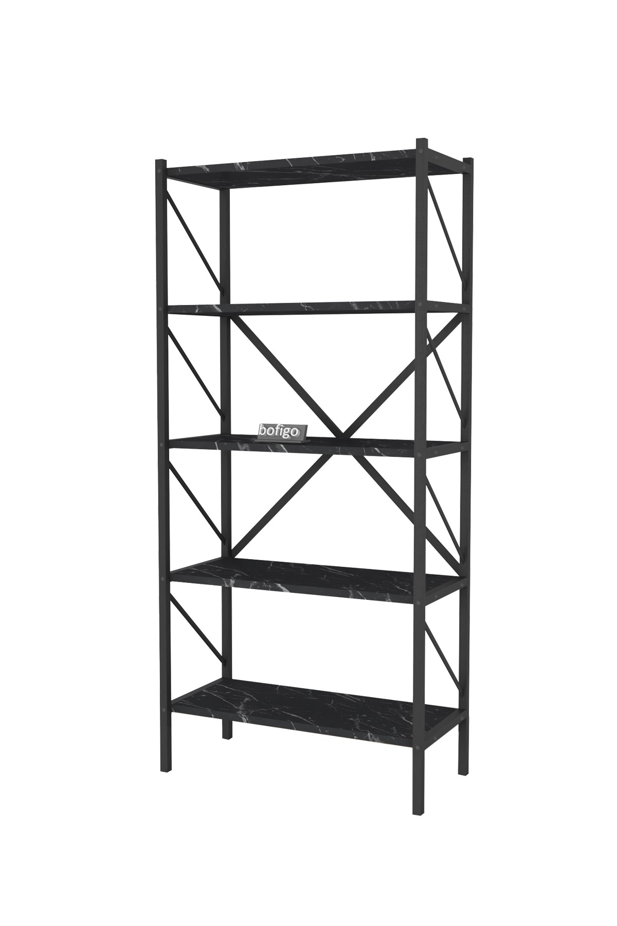 Bofigo Dekoratif 5 Raflı Kitaplık Metal Kitaplık Agora Bendir