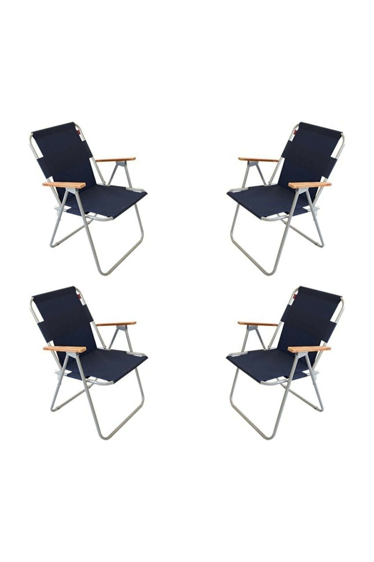 Bofigo 4 Pieces Folding Chair Camping Chair Balcony Chair Foldable Picnic and Garden Chair Navy Blue