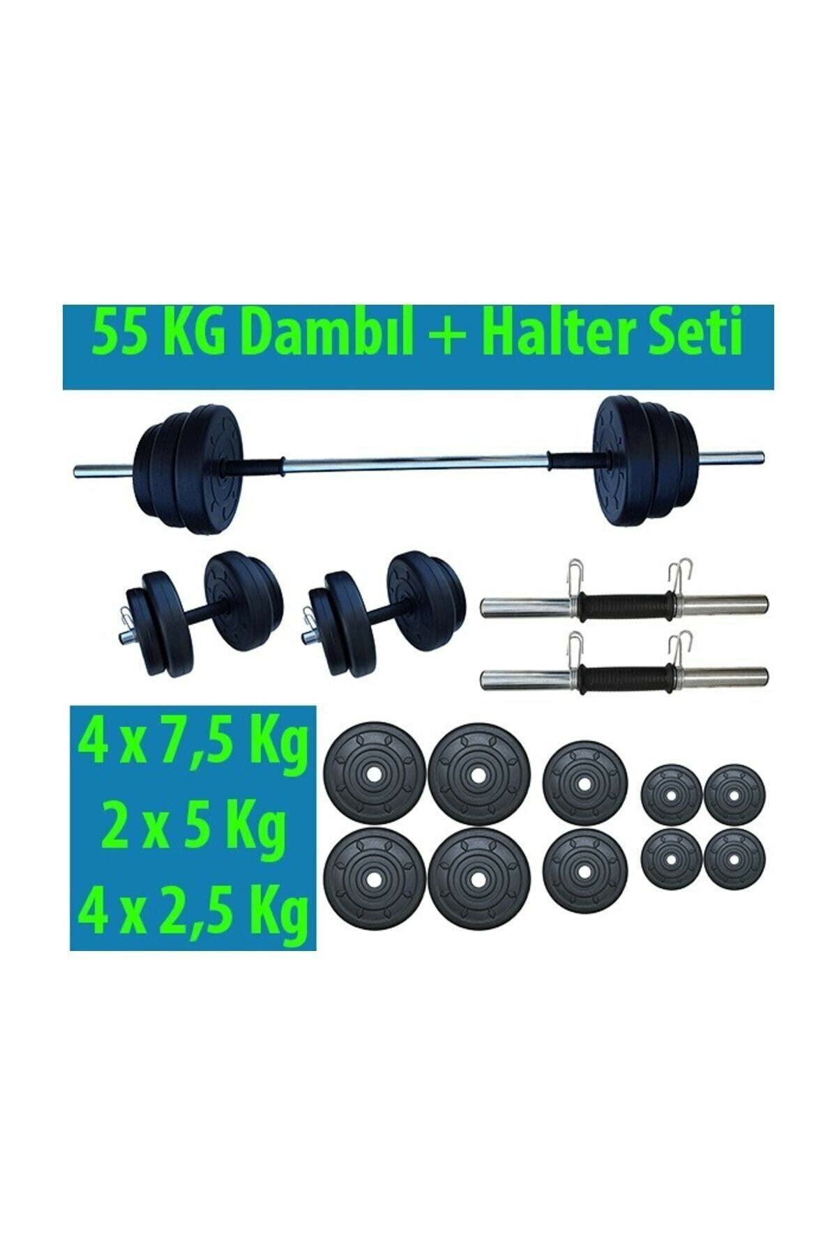 Dambılcım 55 KG Barbell Set Dumbbell Set Weight and Body Building Tool 55 KG Fitness Dumbell Set