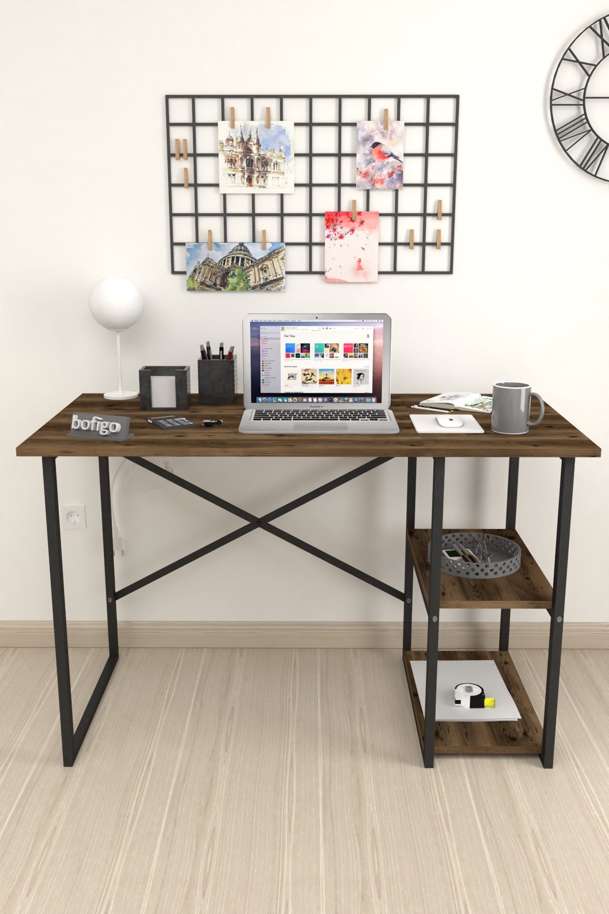 20-02-17 60x120 Cm 2 Shelves Metal Study Desk LIDYA