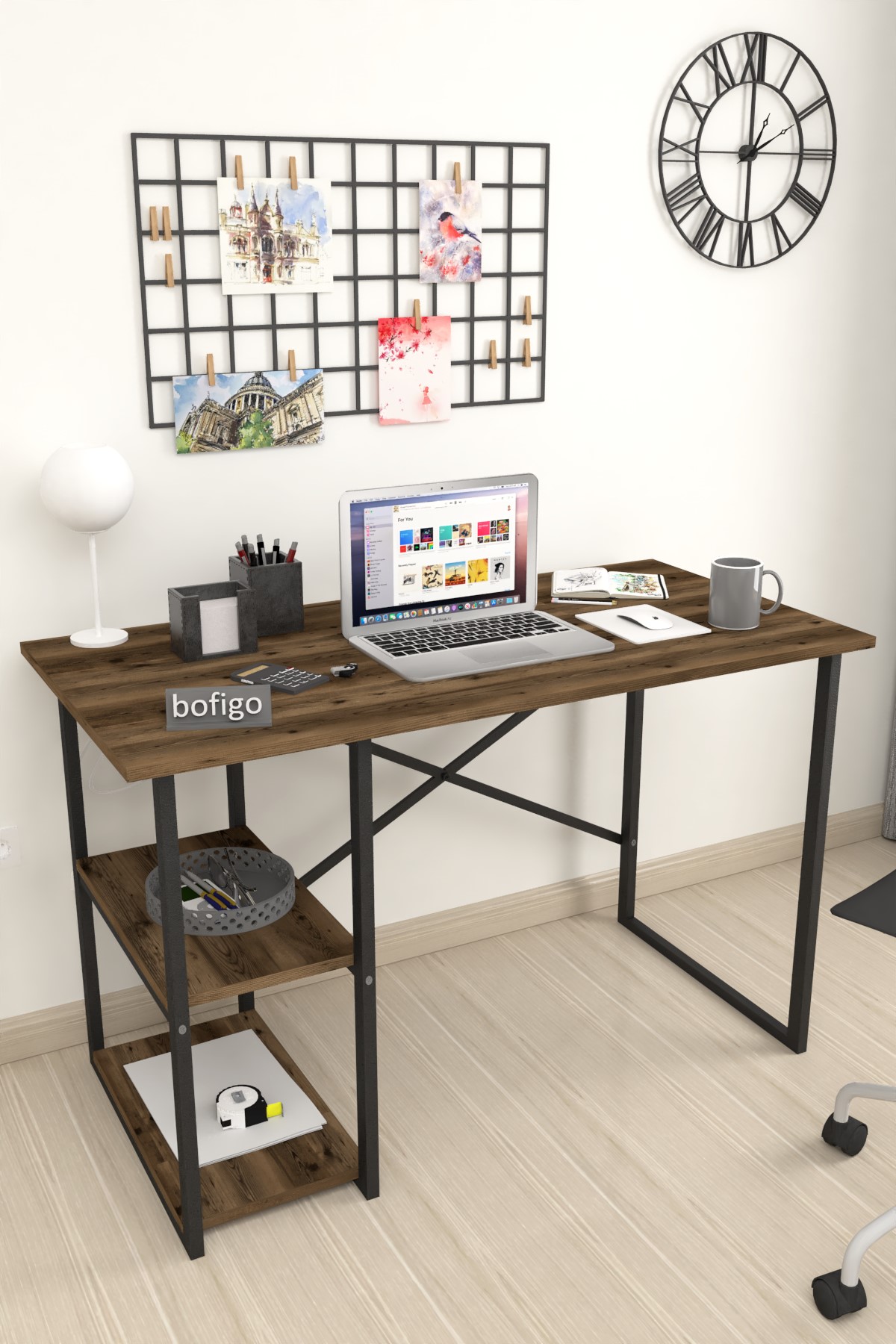 20-02-17 60x120 Cm 2 Shelves Metal Study Desk LIDYA
