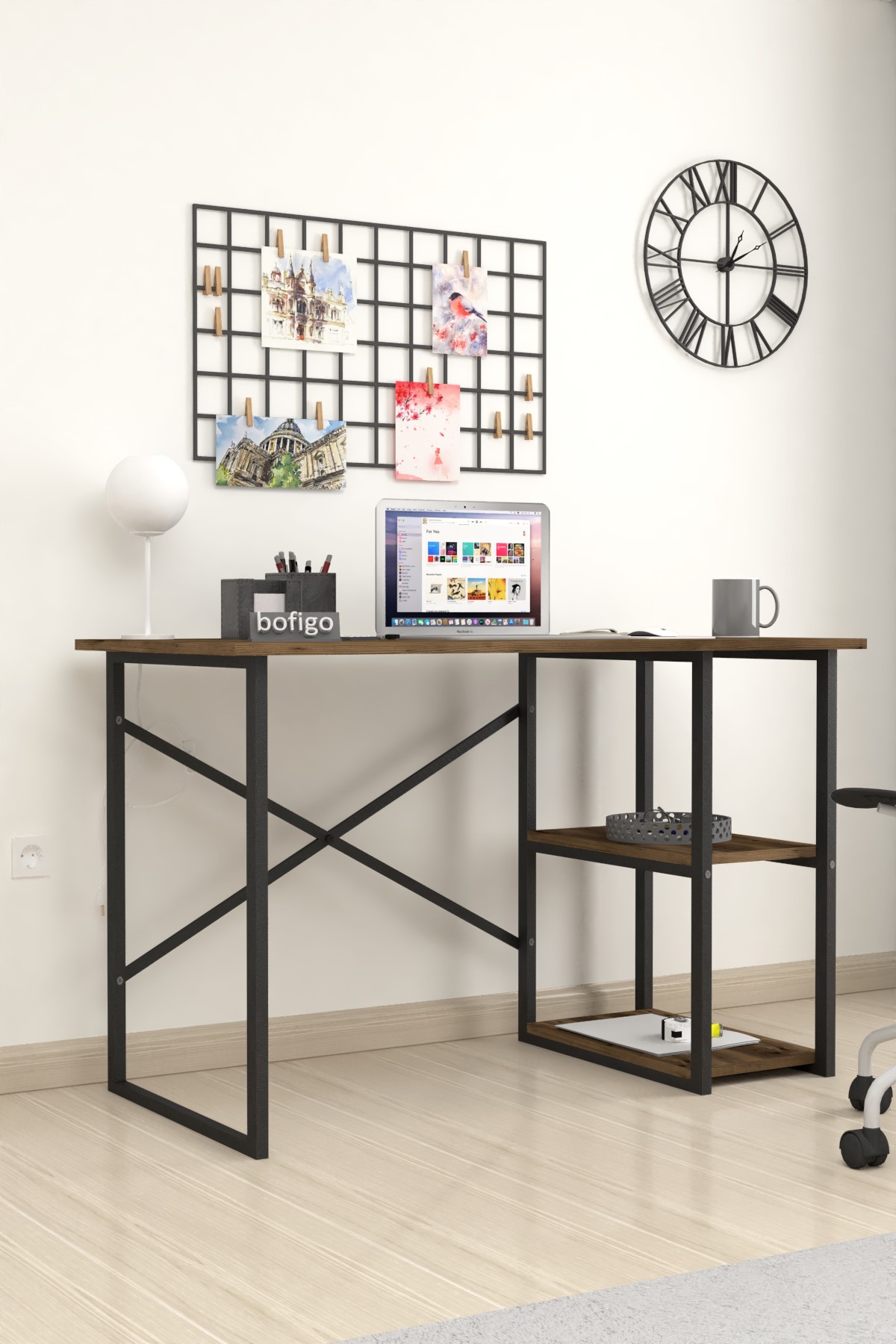 20-02-17 60x120 Cm 2 Shelves Metal Study Desk LIDYA