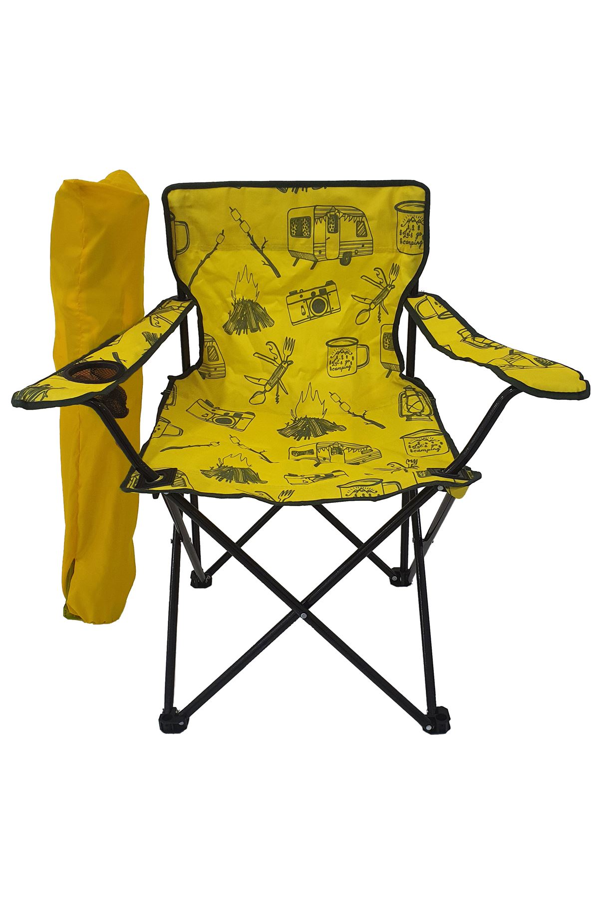 Bofigo 3 Pcs Camping Chair Folding Chair Garden Chair Picnic Beach Chair Patterned Mixed