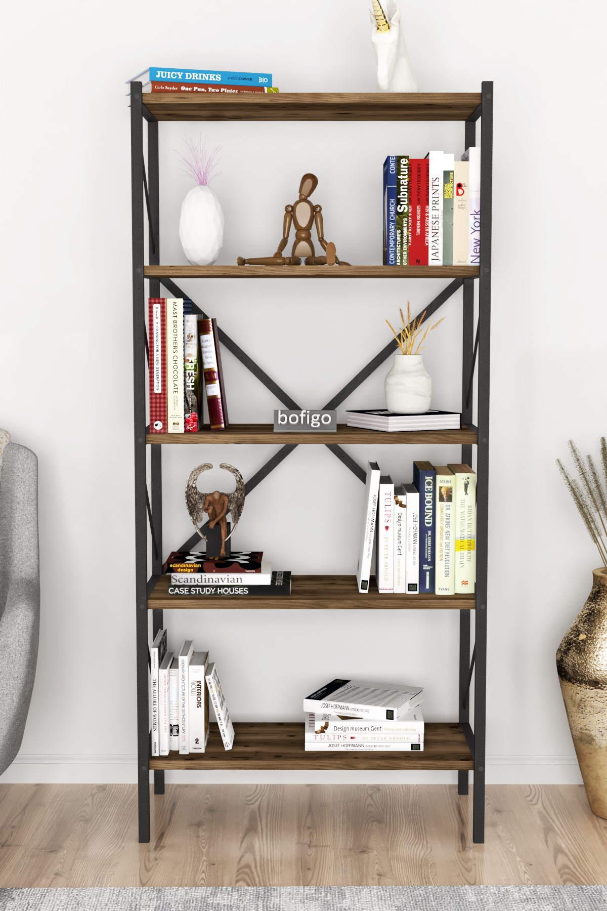15-01-17 5 Shelves Metal Bookshelf LIDYA