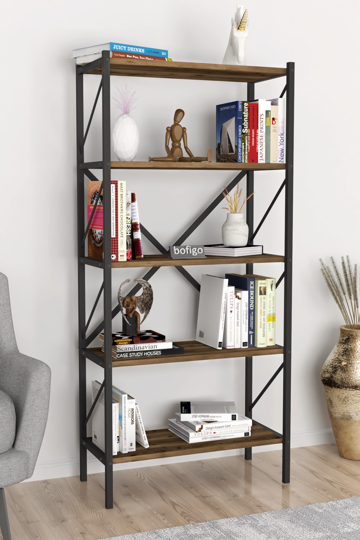15-01-17 5 Shelves Metal Bookshelf LIDYA