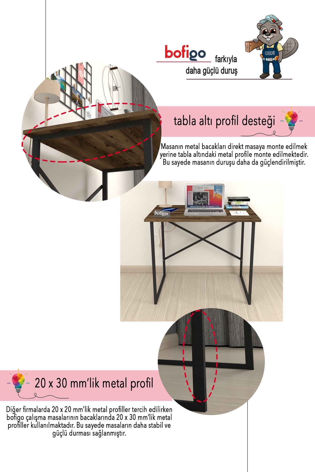 20-01-17 60x90 Cm Metal Study Desk LIDYA