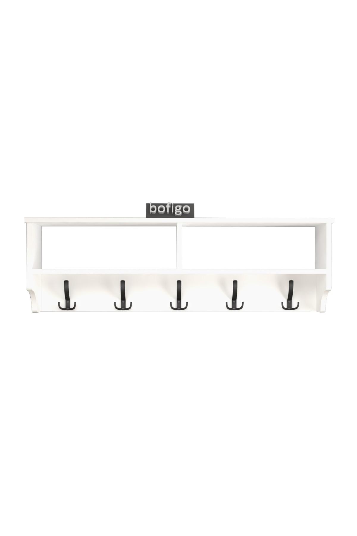 Bofigo Portmanto Duvar Askılığı Elbise Askılığı Raflı Duvar Askılığı 120 Cm Nova Beyaz