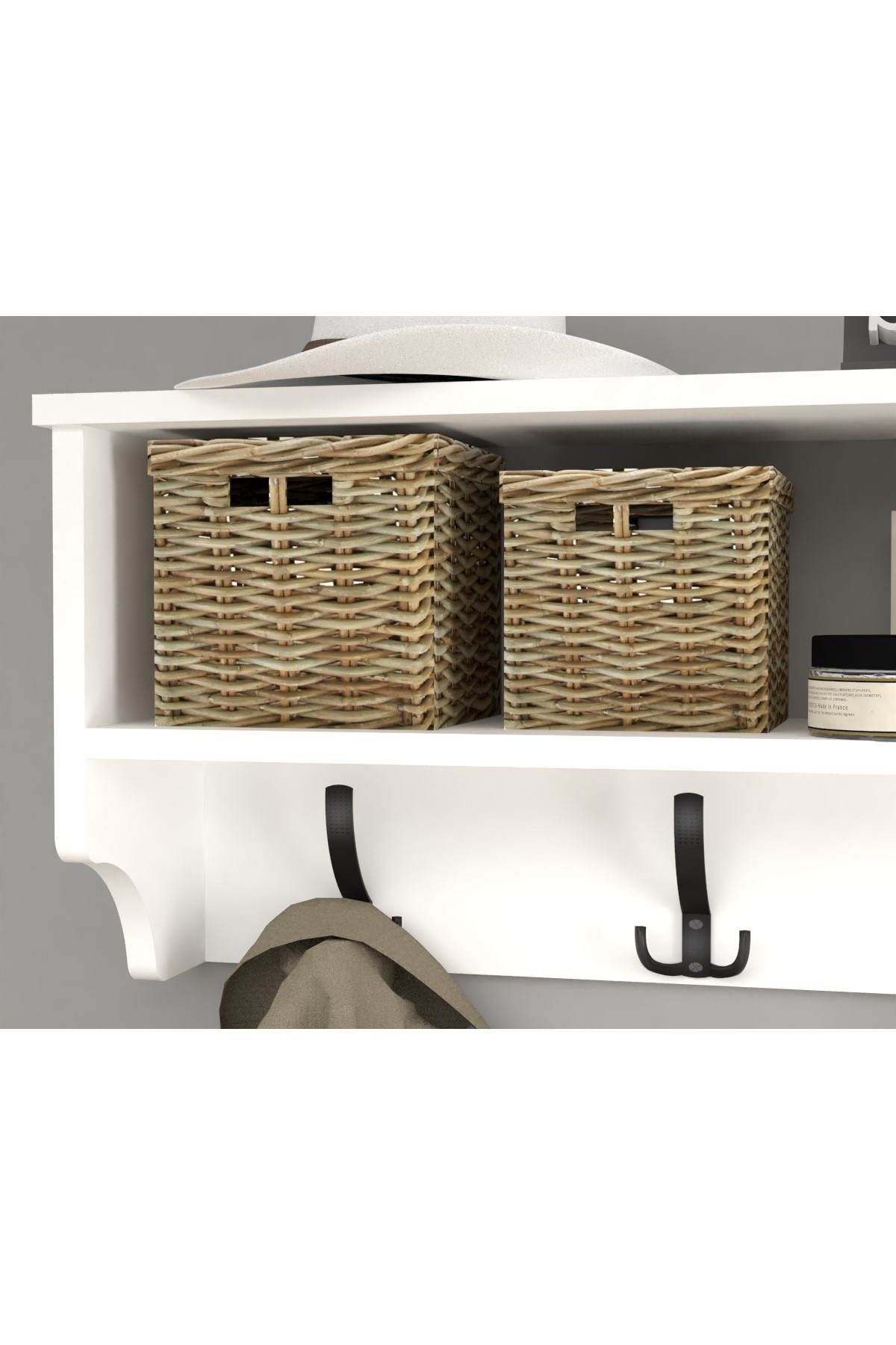 Bofigo Portmanto Duvar Askılığı Elbise Askılığı Raflı Duvar Askılığı 120 Cm Nova Beyaz