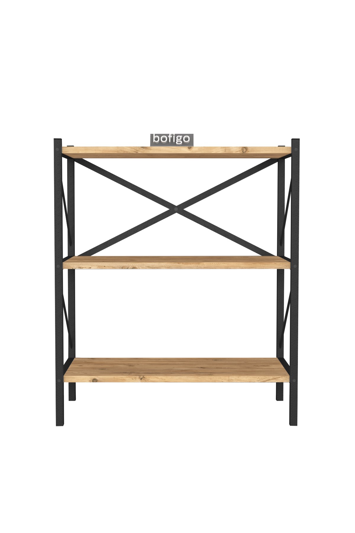 15-05-02 3 Shelves Metal Bookshelf PINE