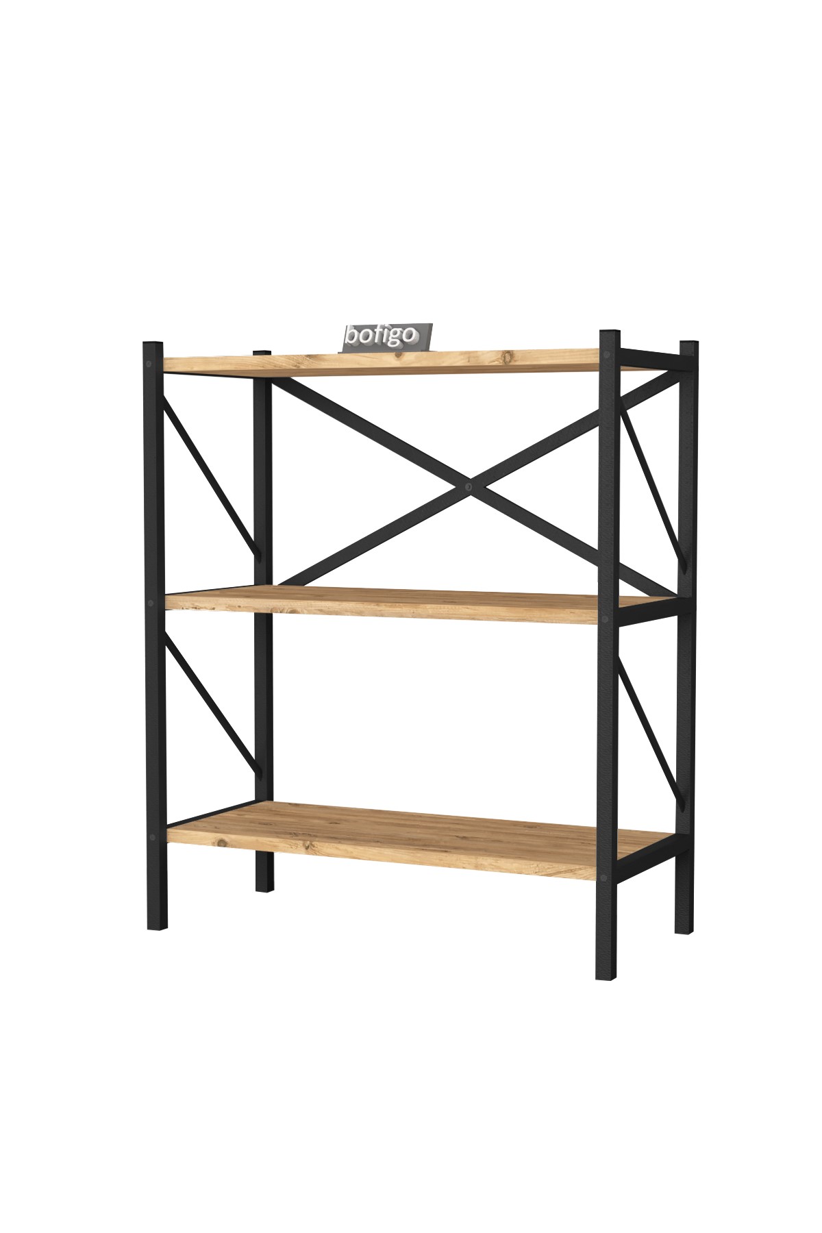 15-05-02 3 Shelves Metal Bookshelf PINE