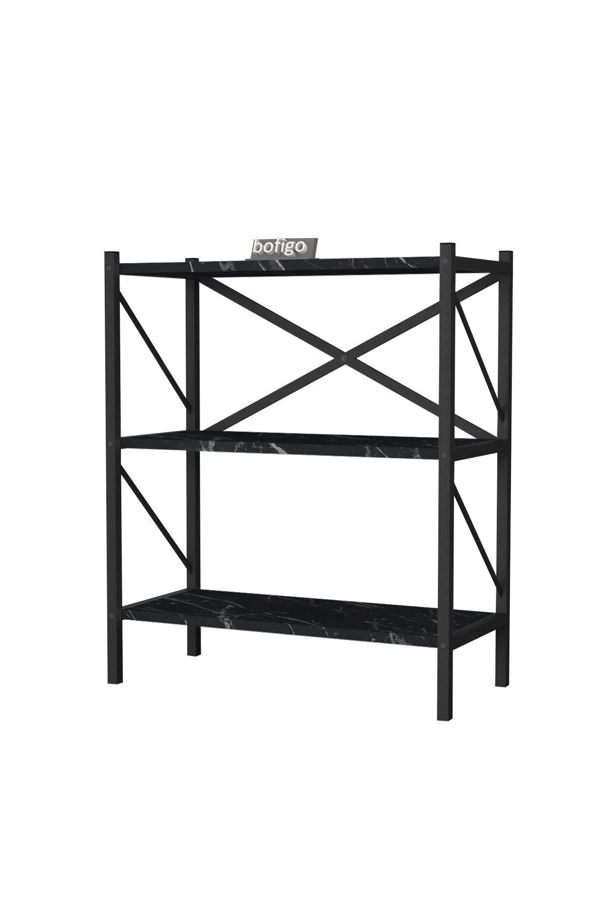 Bofigo Dekoratif 3 Raflı Kitaplık Metal Kitaplık Perge Bendir