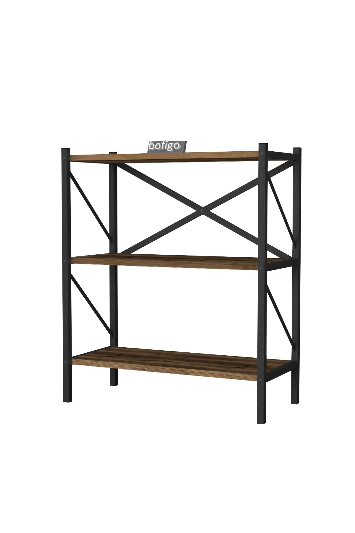 Bofigo Dekoratif 3 Raflı Kitaplık Metal Kitaplık Perge Lidya