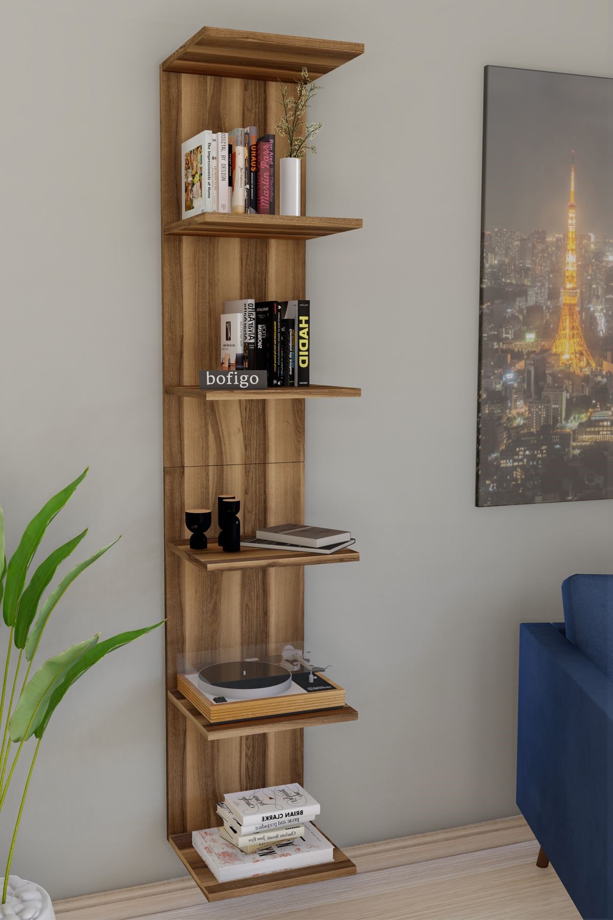 15-07-07 Wall Mounted Bookcase WALNUT