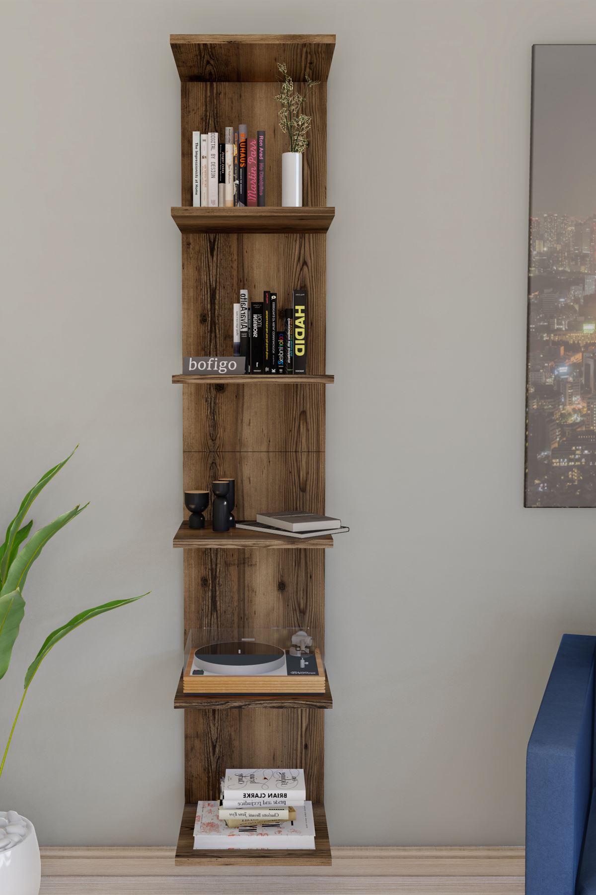 Bofigo Wall Mounted Bookcase Wall Shelf Lidya