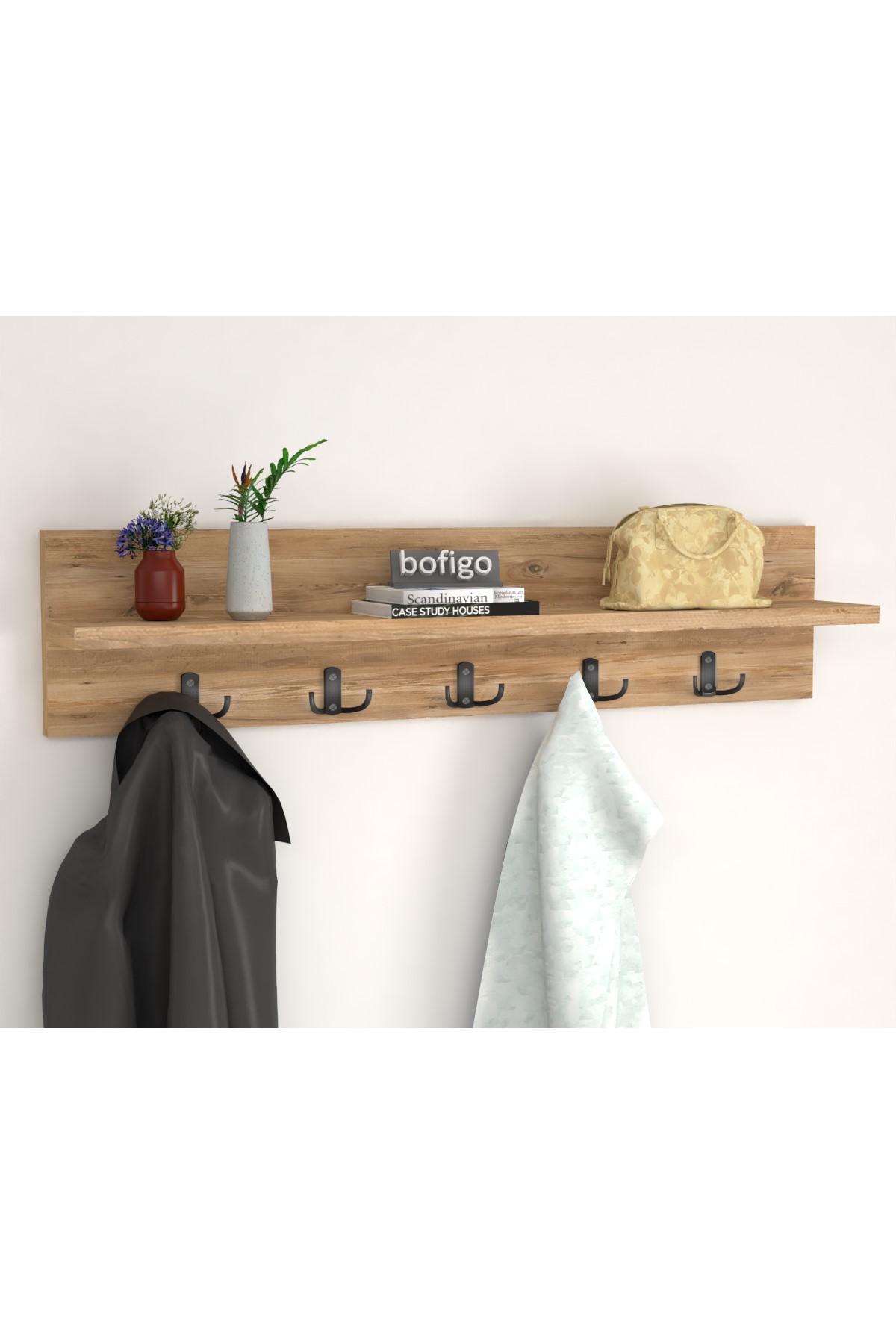 Bofigo Portmanto Duvar Askılığı Elbise Askılığı Vega Çam 80 Cm