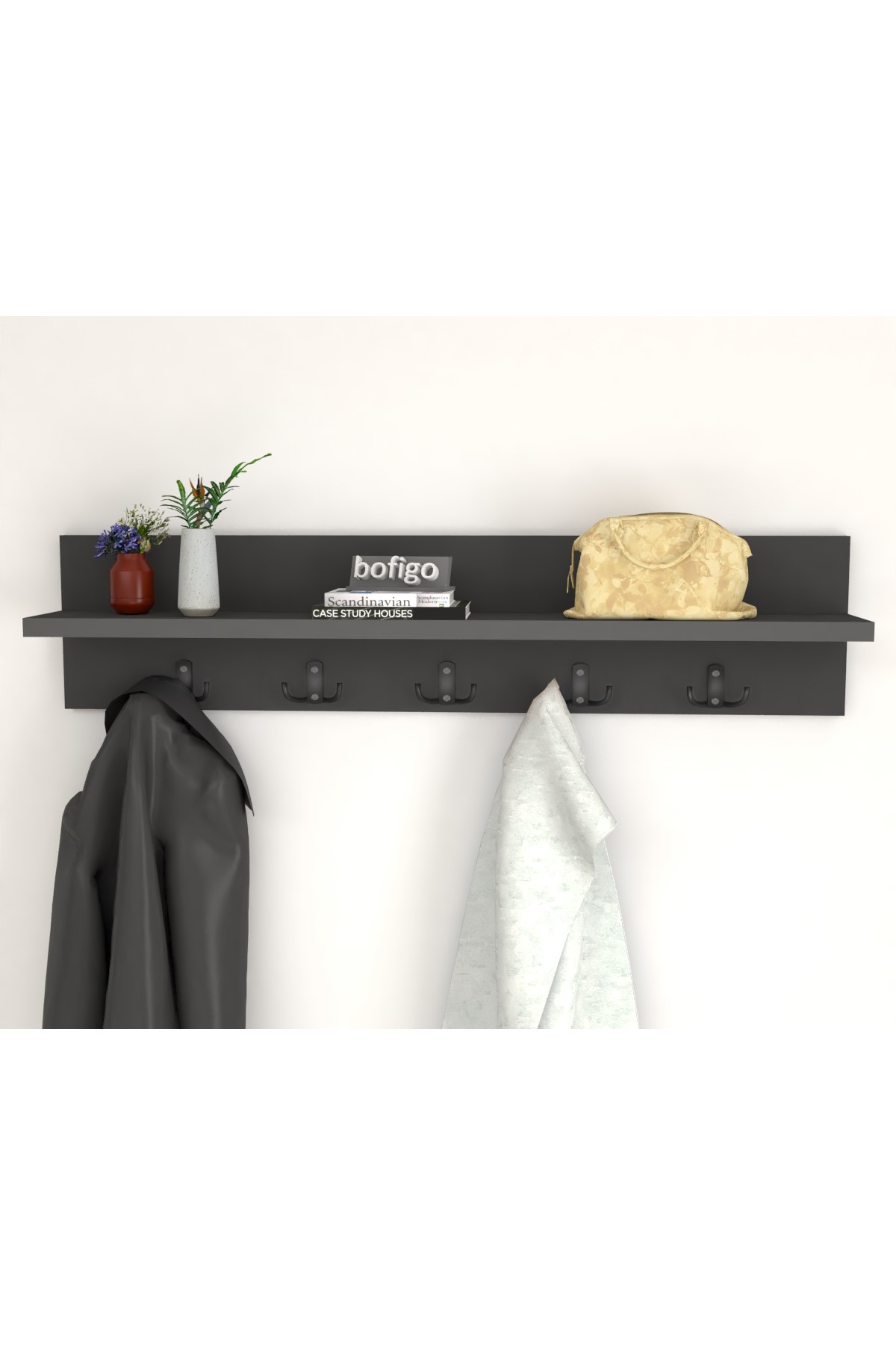 21-12-08 Wall Mounted Clothes Hanger 80 cm ANTHRACITE