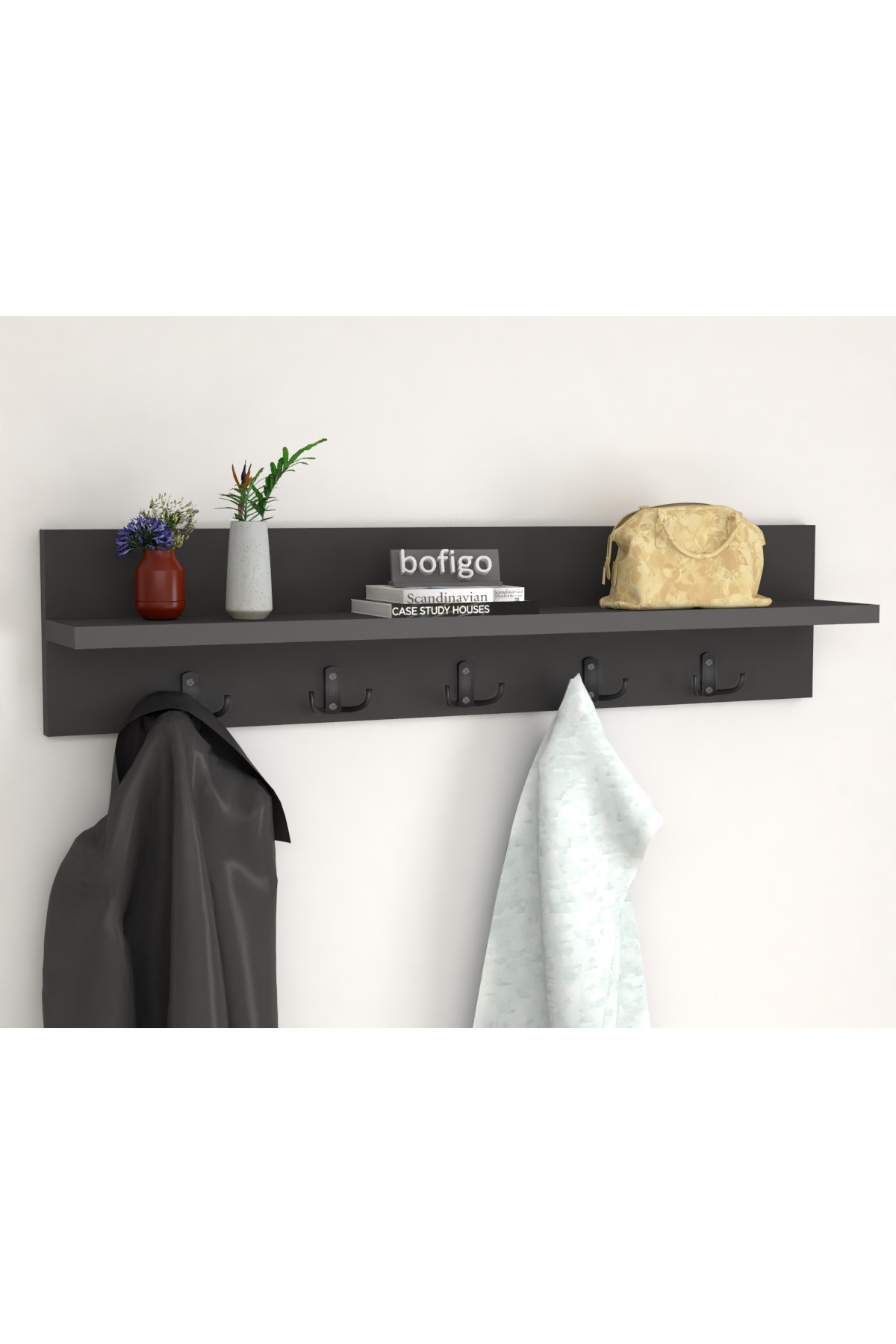 21-12-08 Wall Mounted Clothes Hanger 80 cm ANTHRACITE